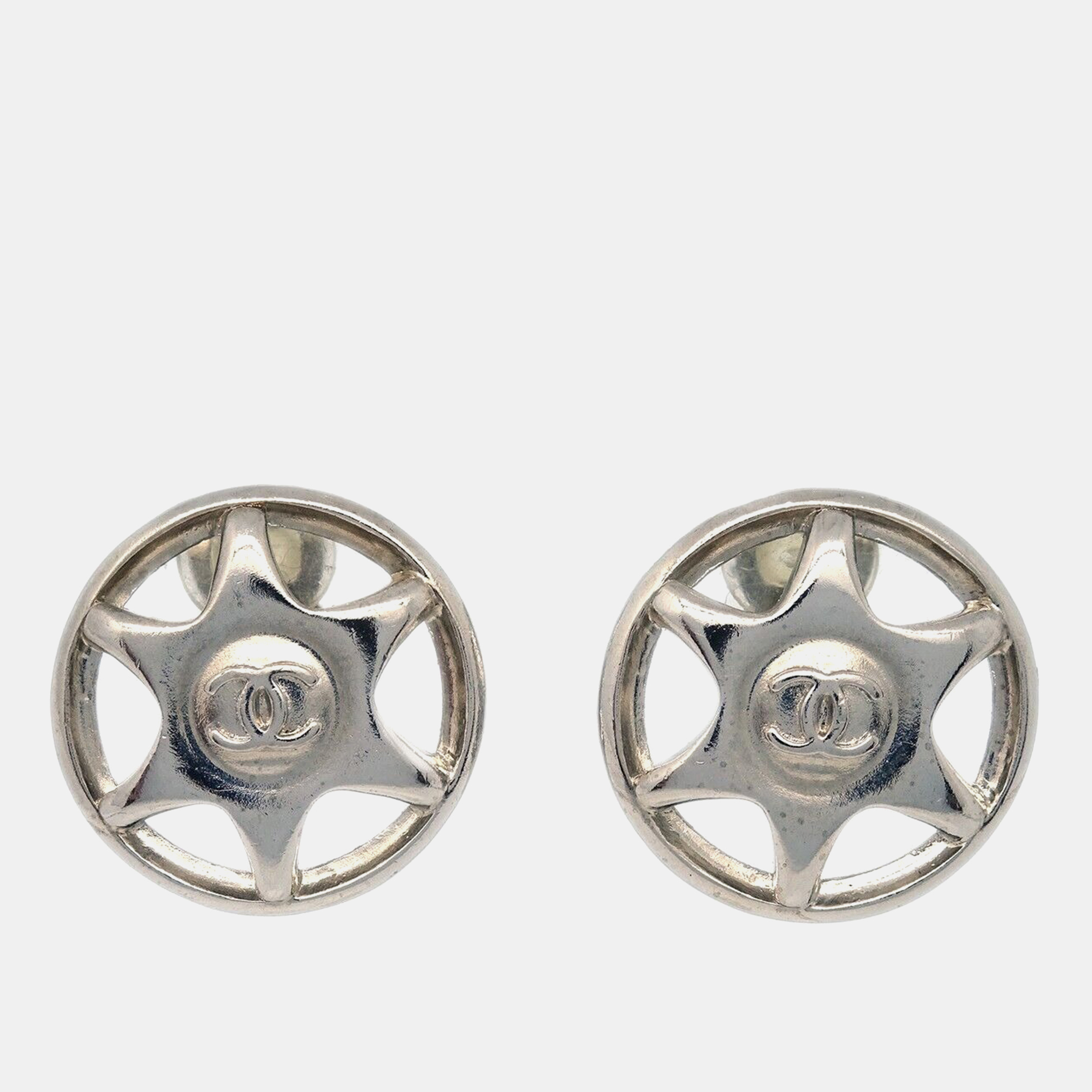 

Chanel Silver Button Clip-On 97A Earrings