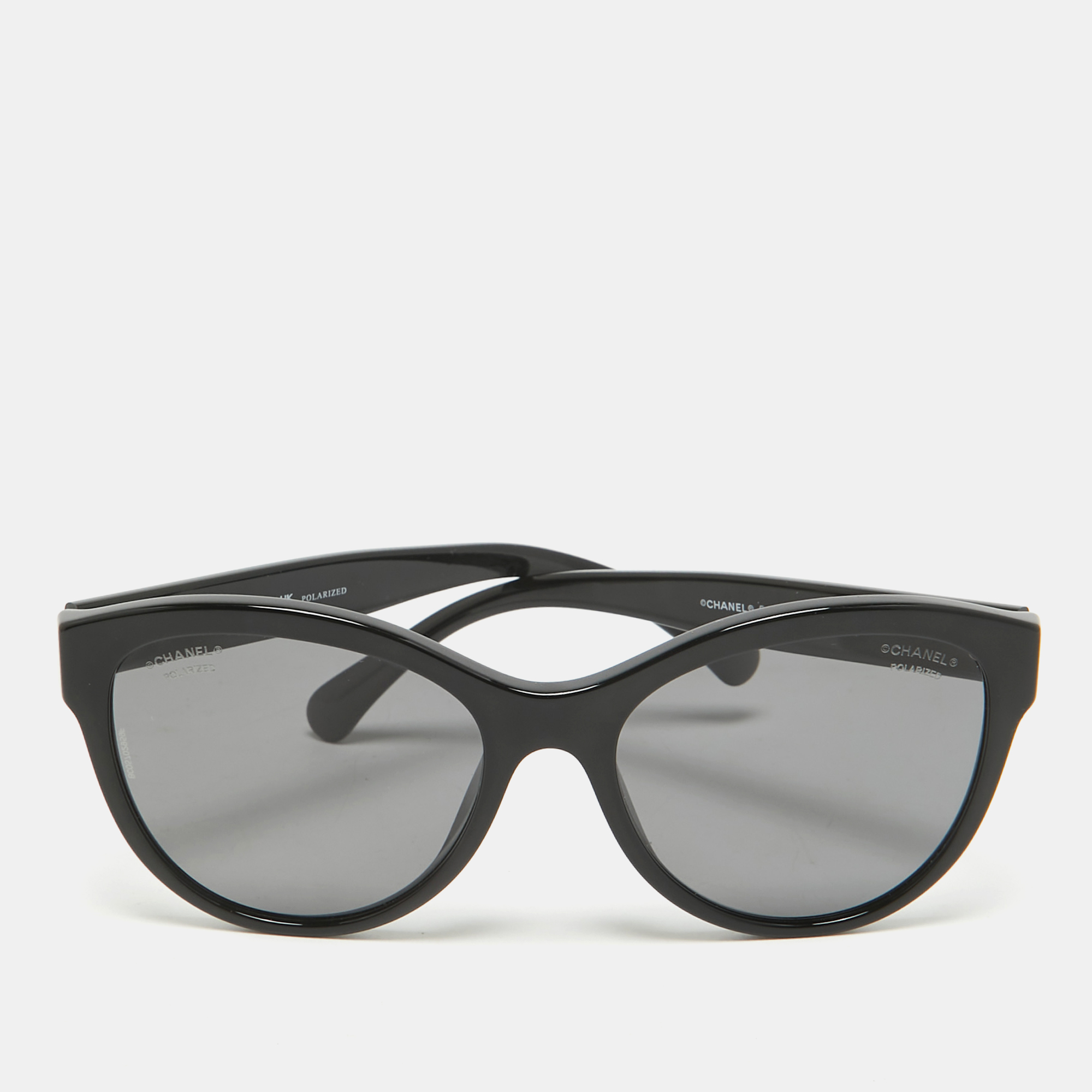 

Chanel Black 5458 Logo Polarized Butterfly Sunglasses