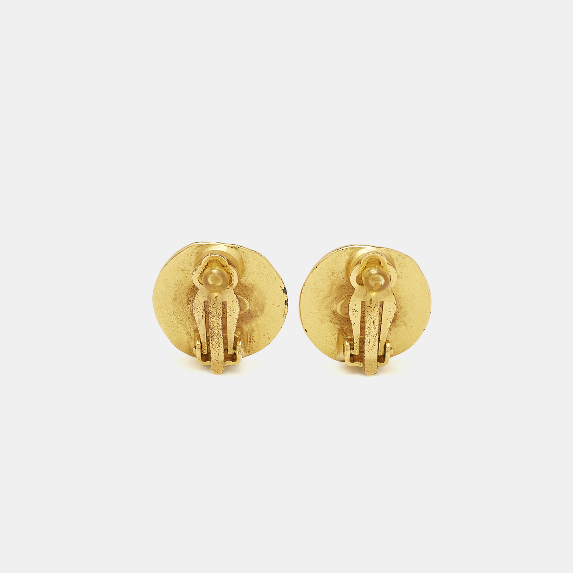 Chanel CC Gold Tone Clip On Earrings 
