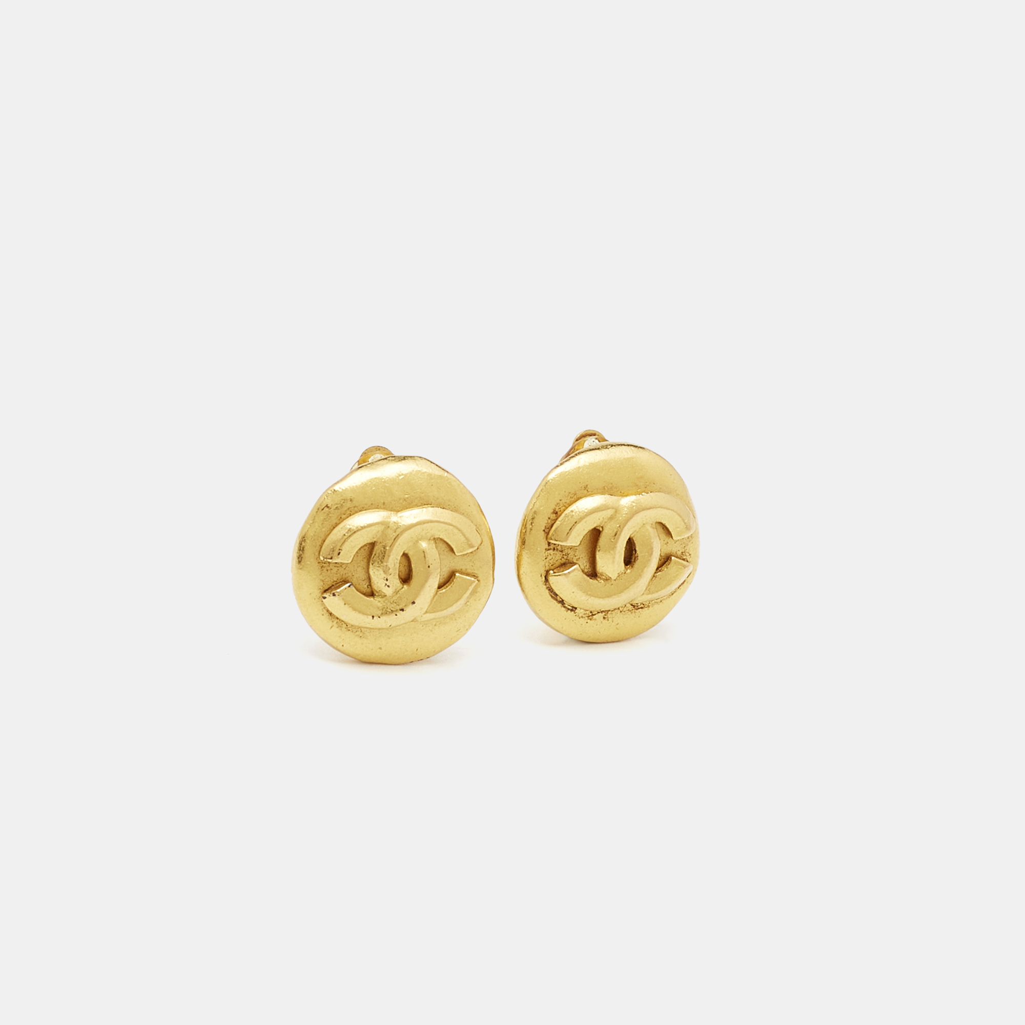 Chanel CC Gold Tone Clip On Earrings 
