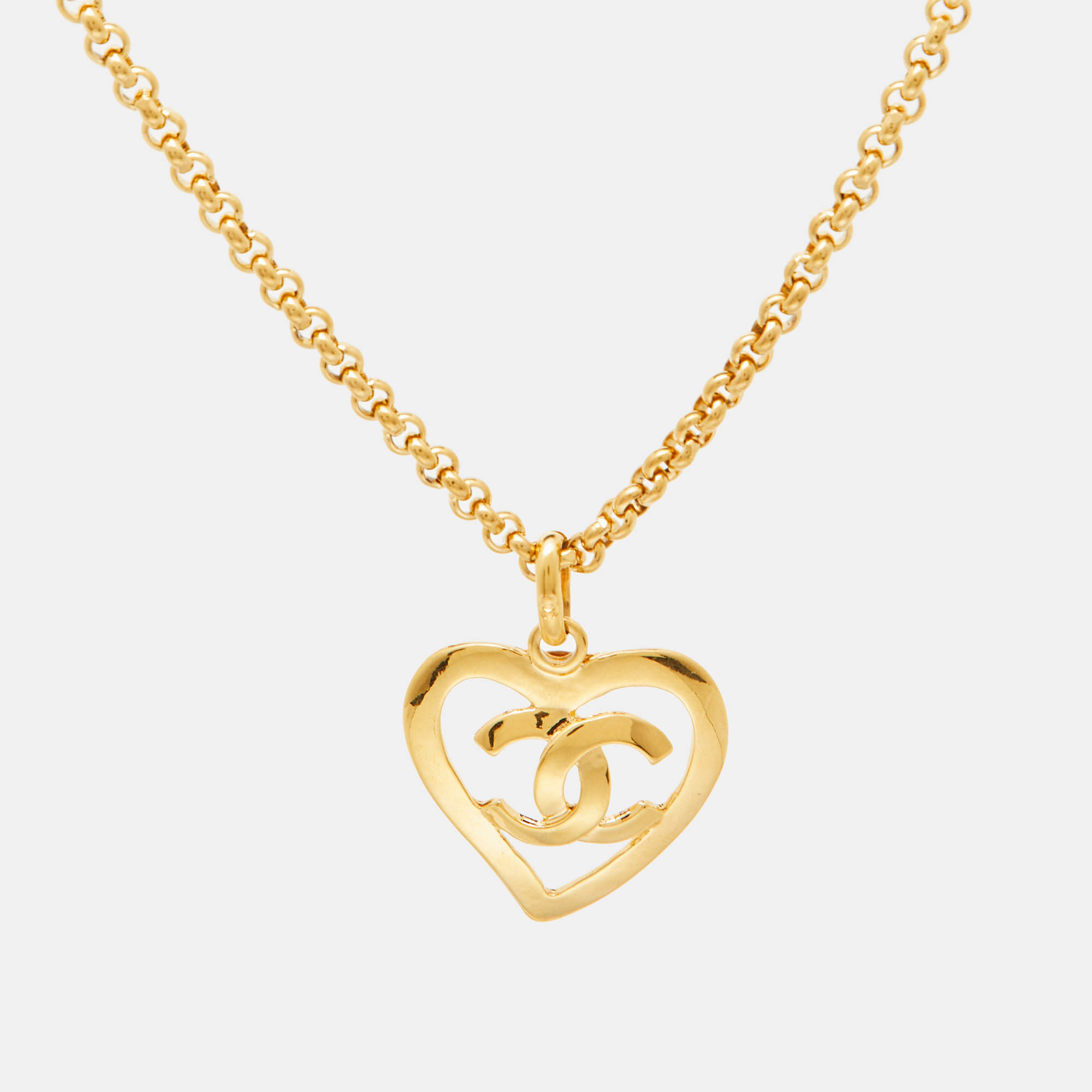 

Chanel CC Heart Gold Tone Necklace