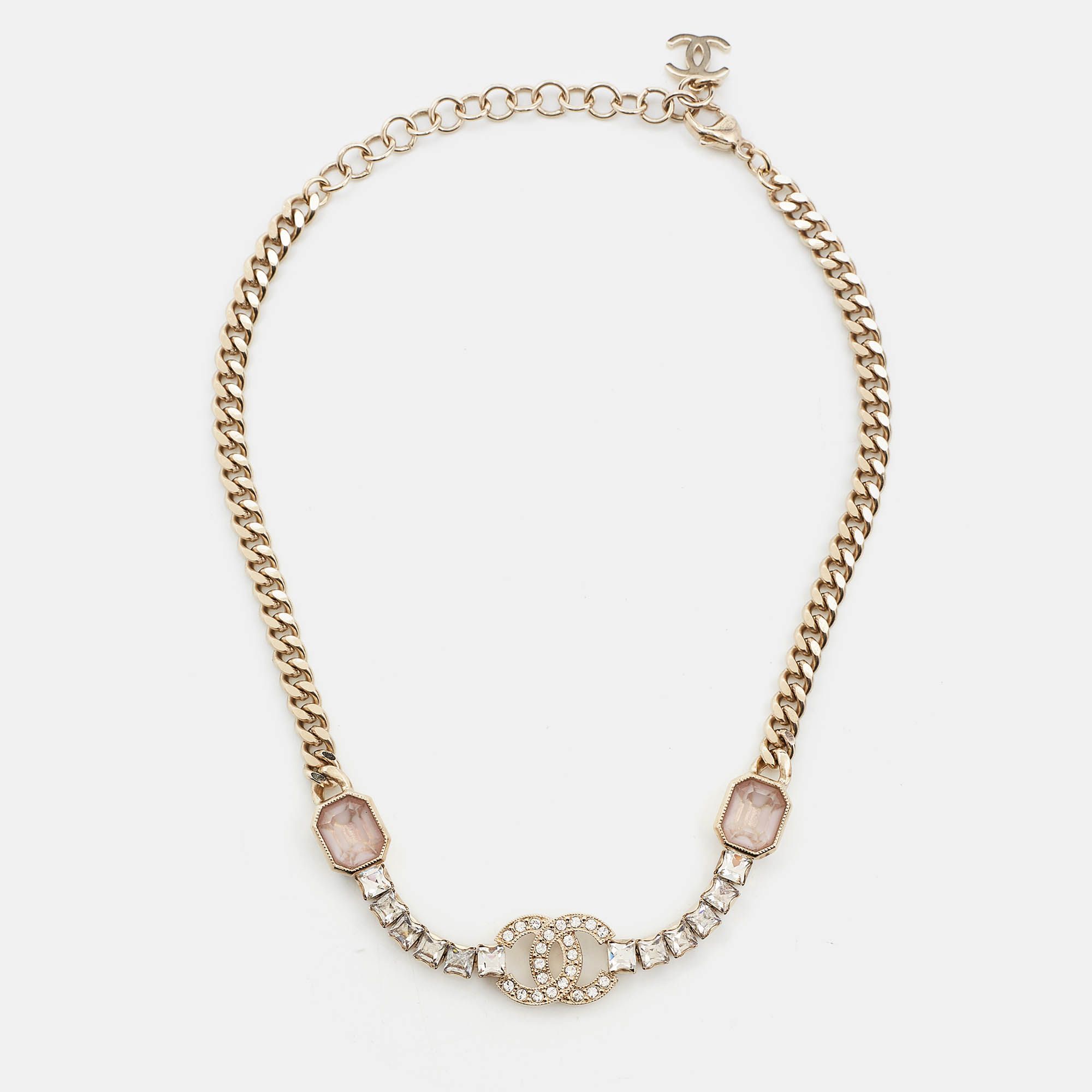 

Chanel CC Crystals Gold Tone Choker Necklace