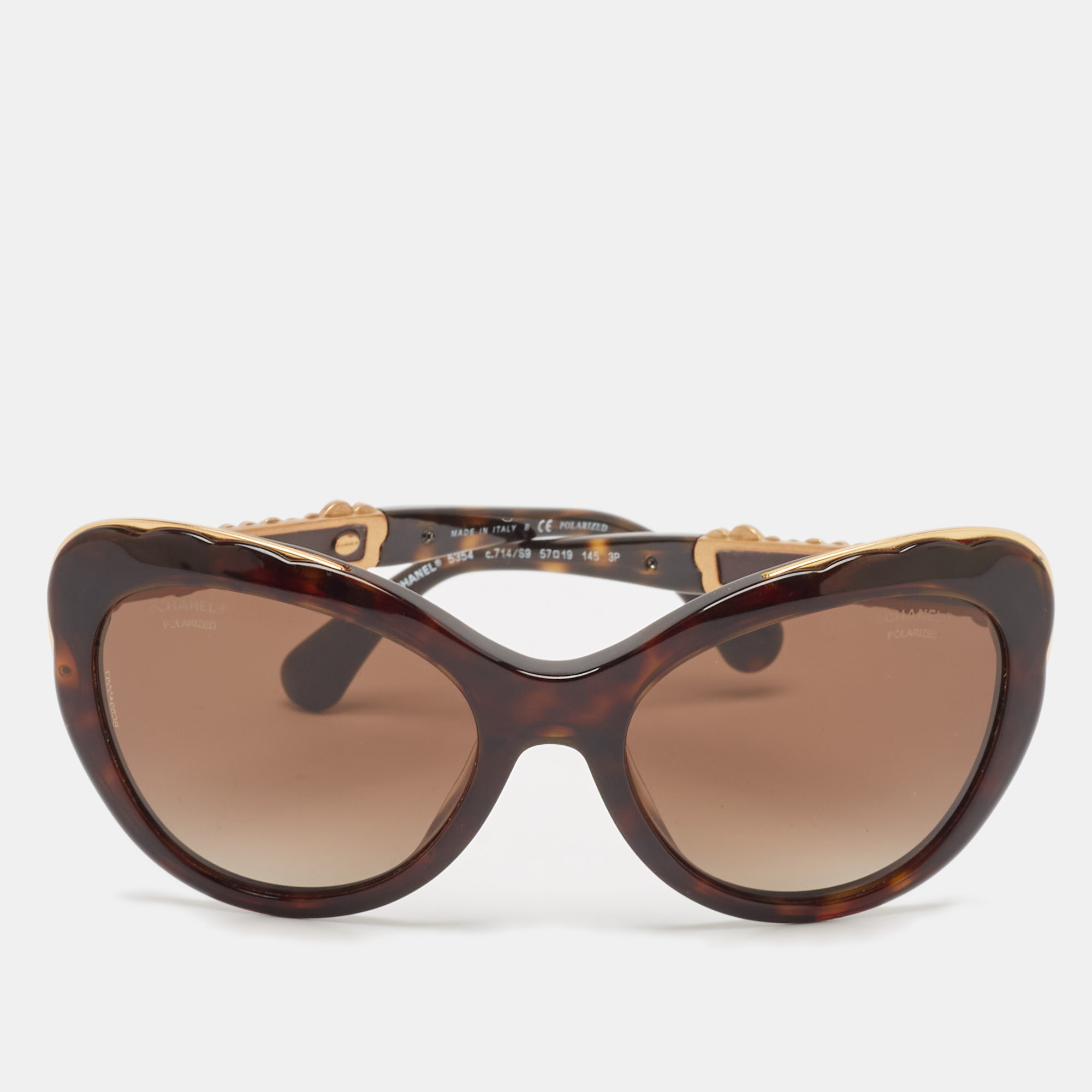 

Chanel Tortoise Brown Gradient 5354 Bijou Polarizes Cat Eye Sunglasses