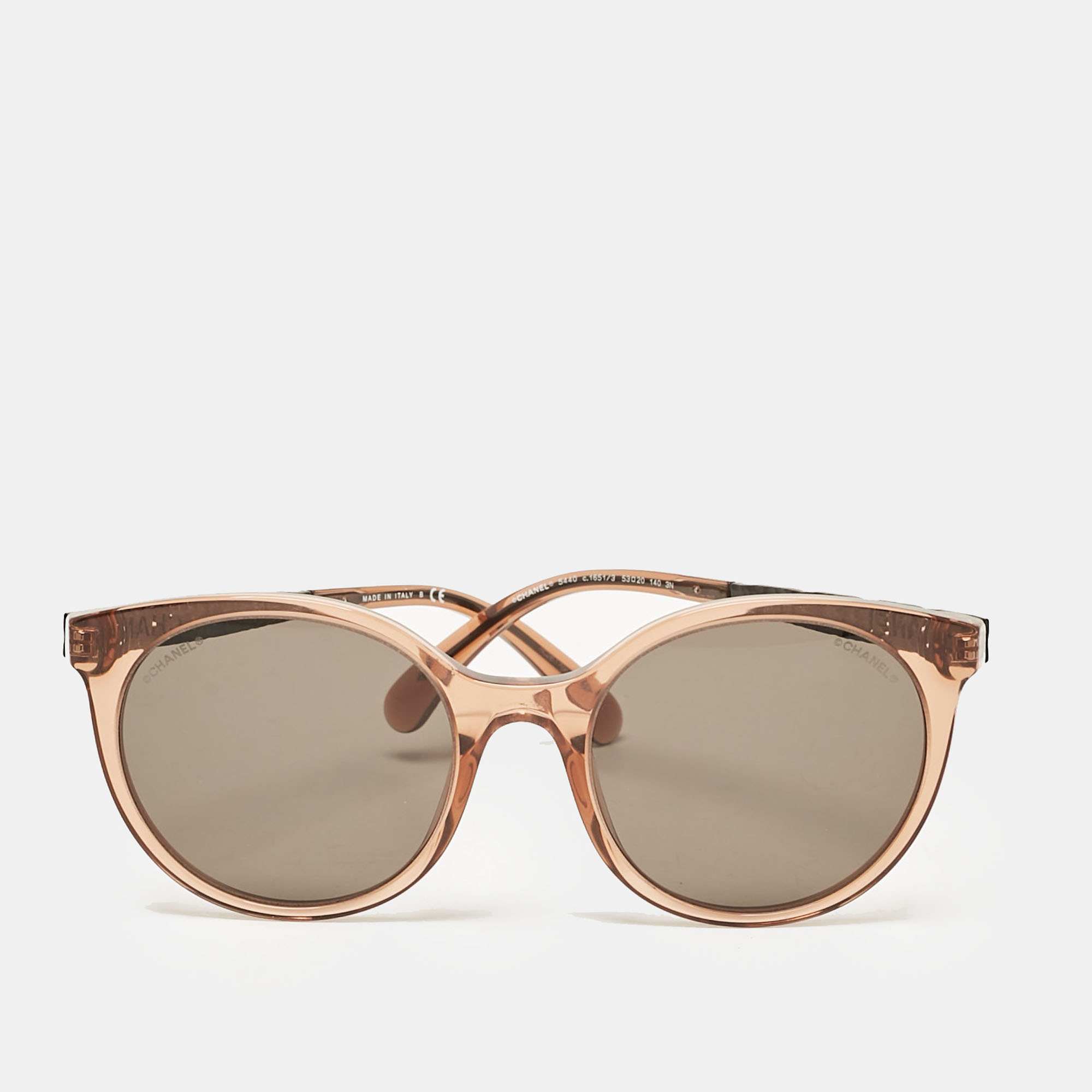 

Chanel Bronze/Black 5440 Logo Metal Cat Eye Sunglasses, Brown