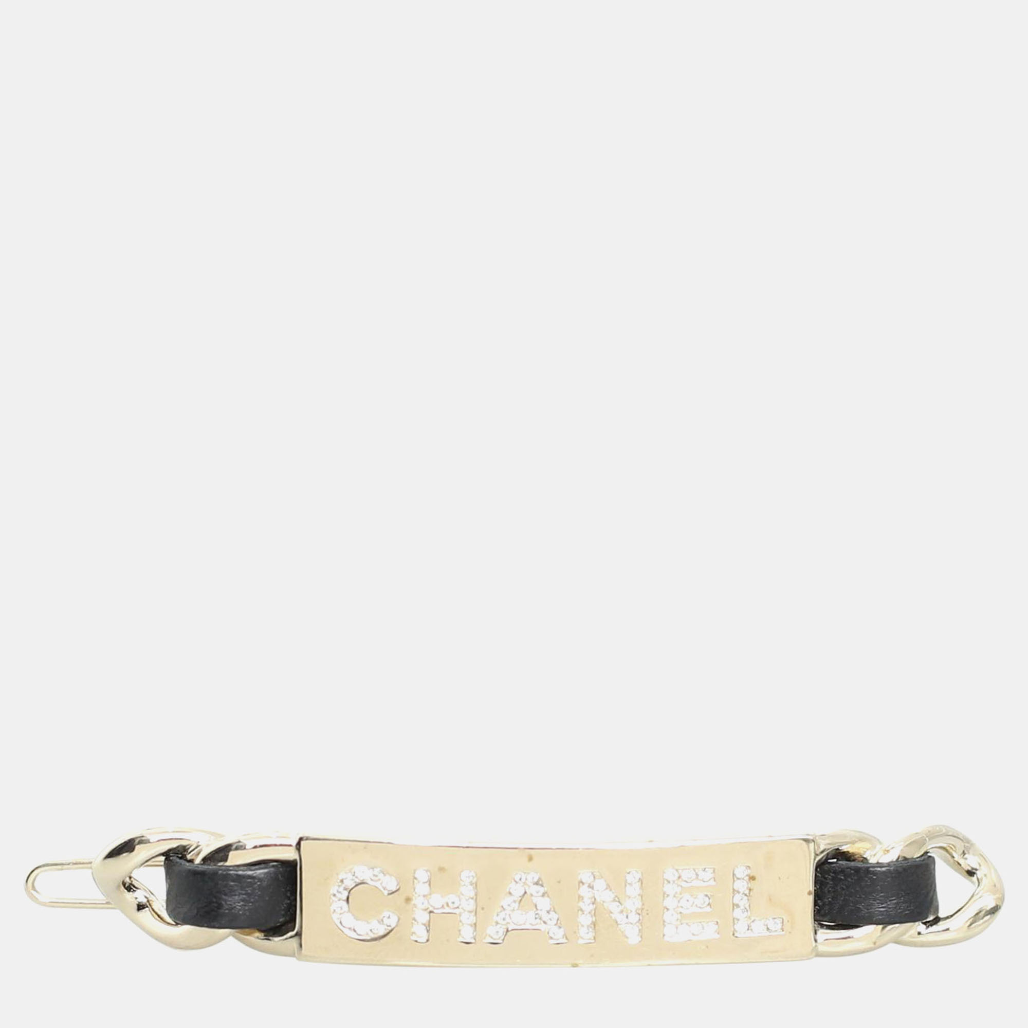Pre-owned Chanel Logo Crystal Hairclip