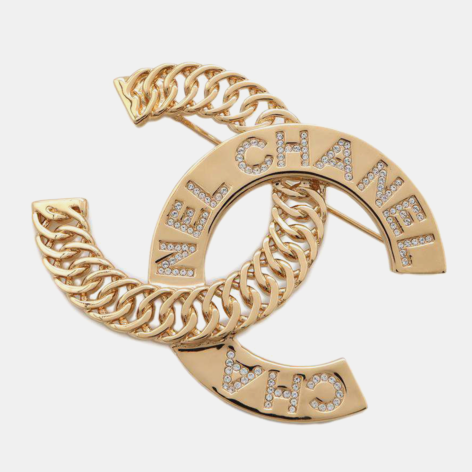 

Chanel Cc Logo Brooch Gold Metal Rhinestone