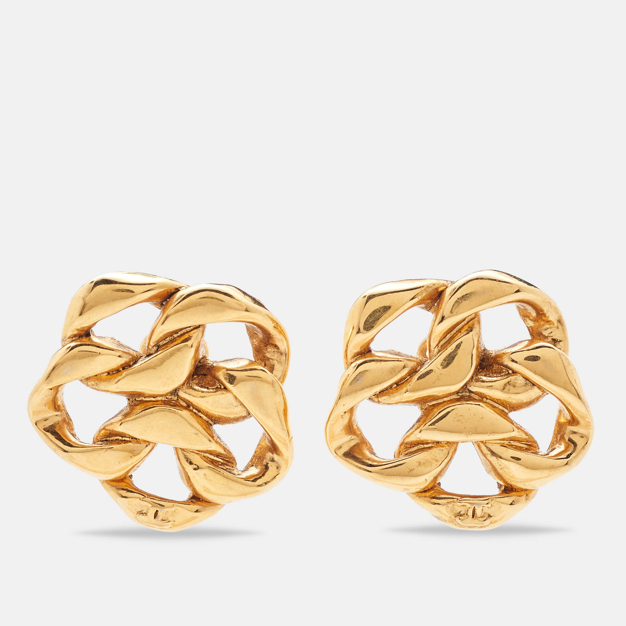 

Chanel Chain Link Motif Gold Tone Clip-on Stud Earrings