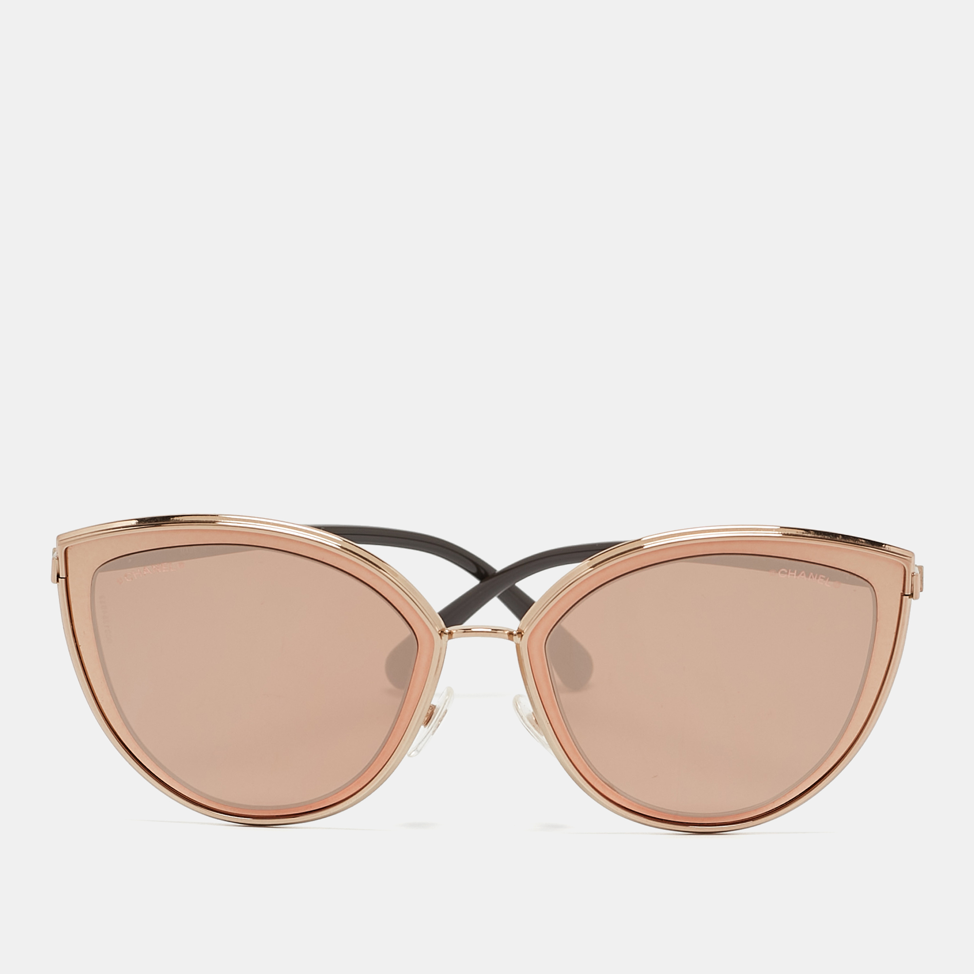 

Chanel Rose Gold/Brown Mirrored 422 Cat Eye Sunglasses