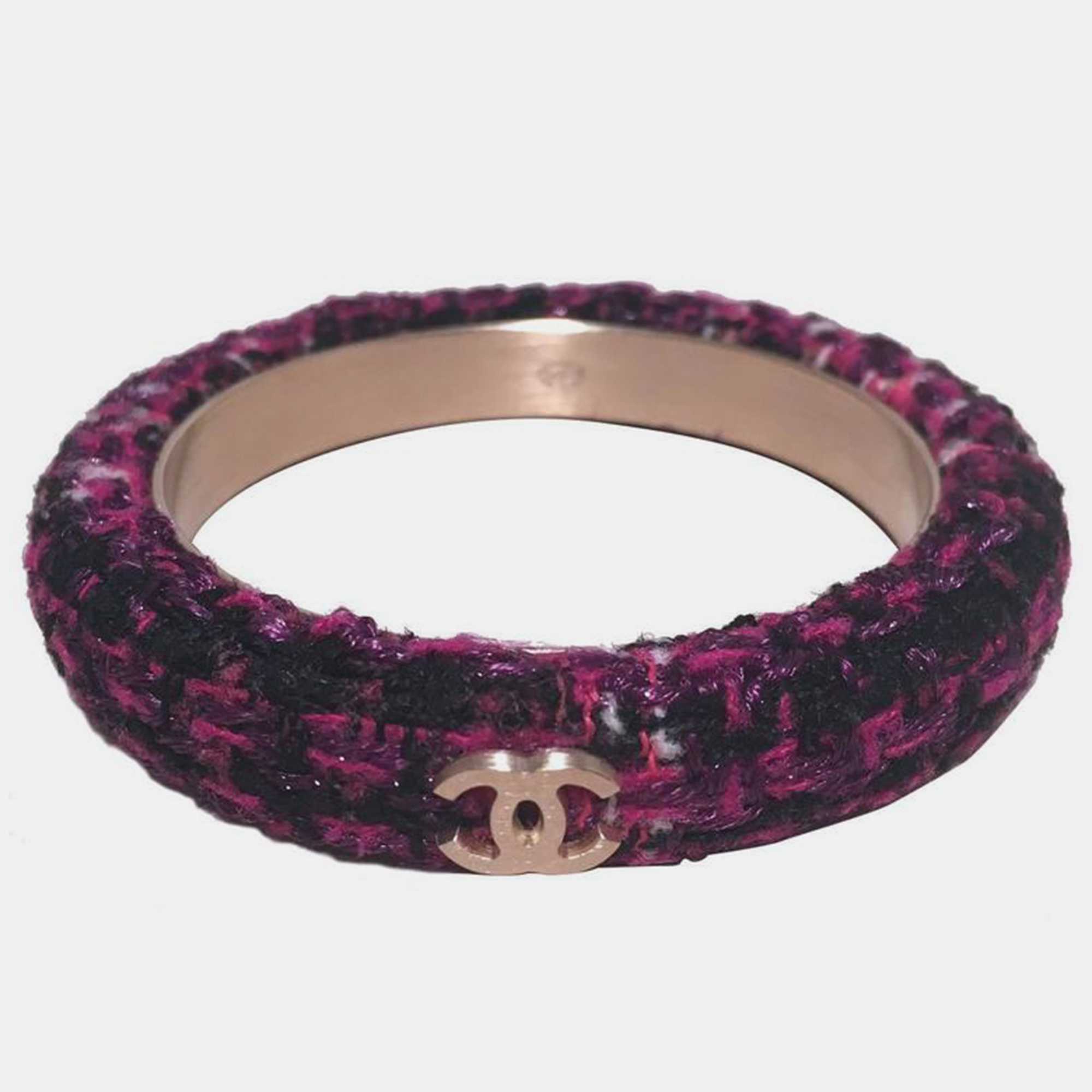 

Chanel Purple Tweed And Steel Bangle Bracelet