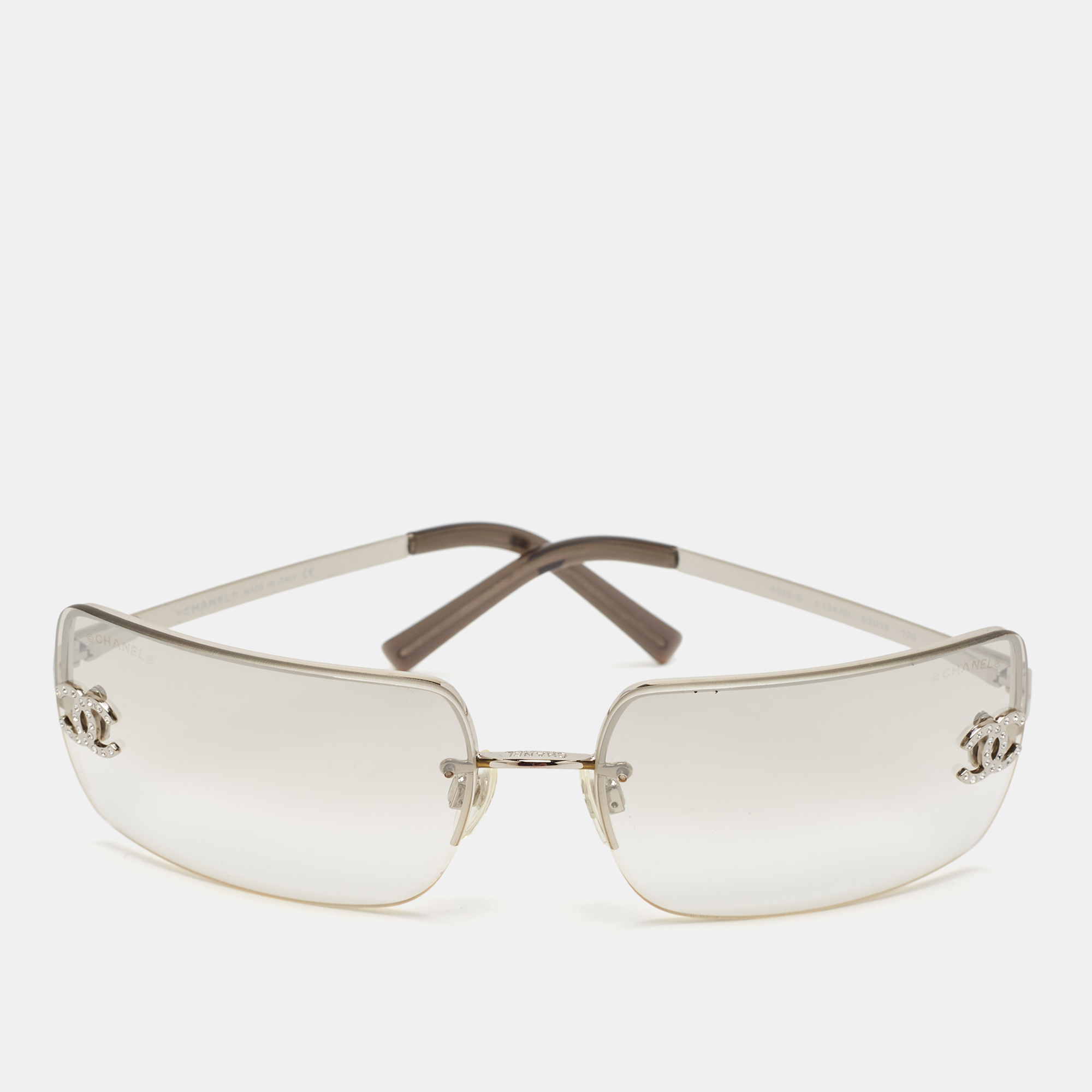 

Chanel Grey Gradient 4092-B CC Crystals Rimless Sunglasses