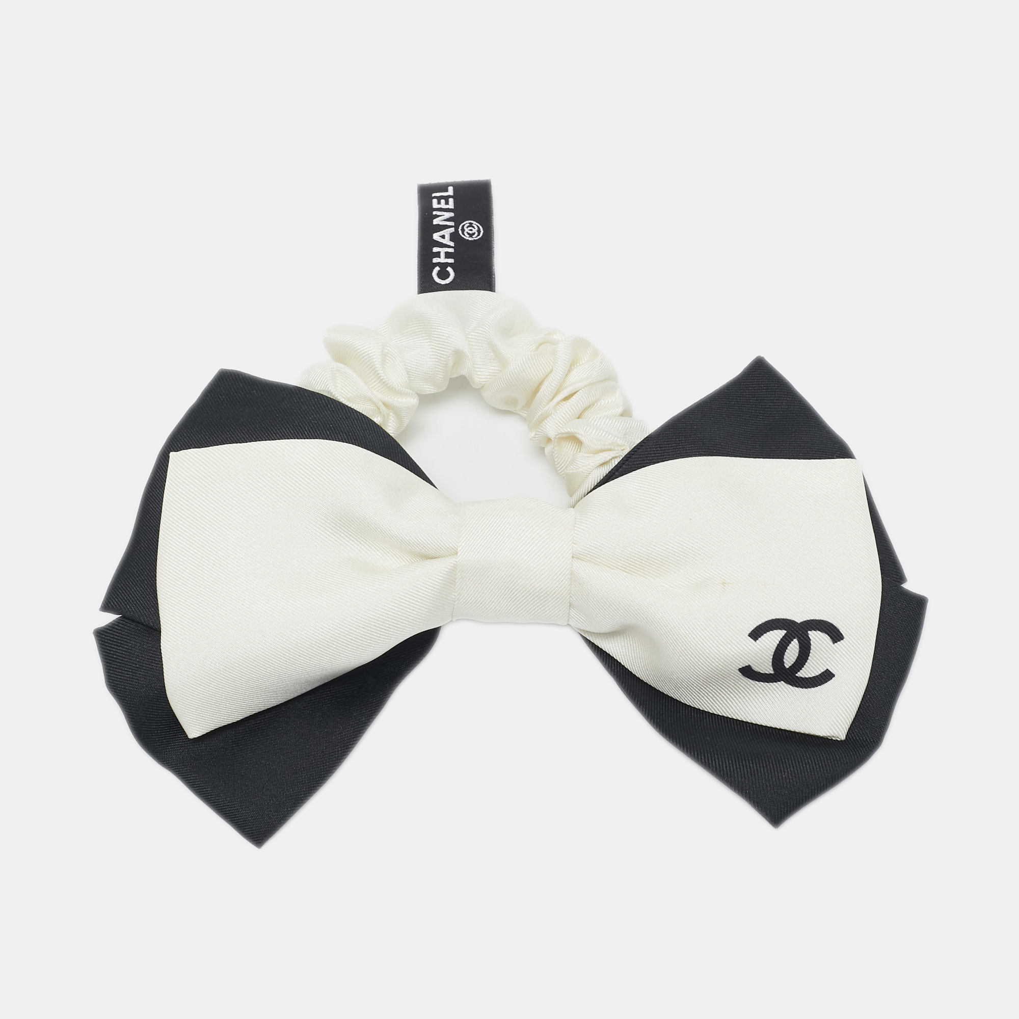 

Chanel Black Silk Bow Scrunchie