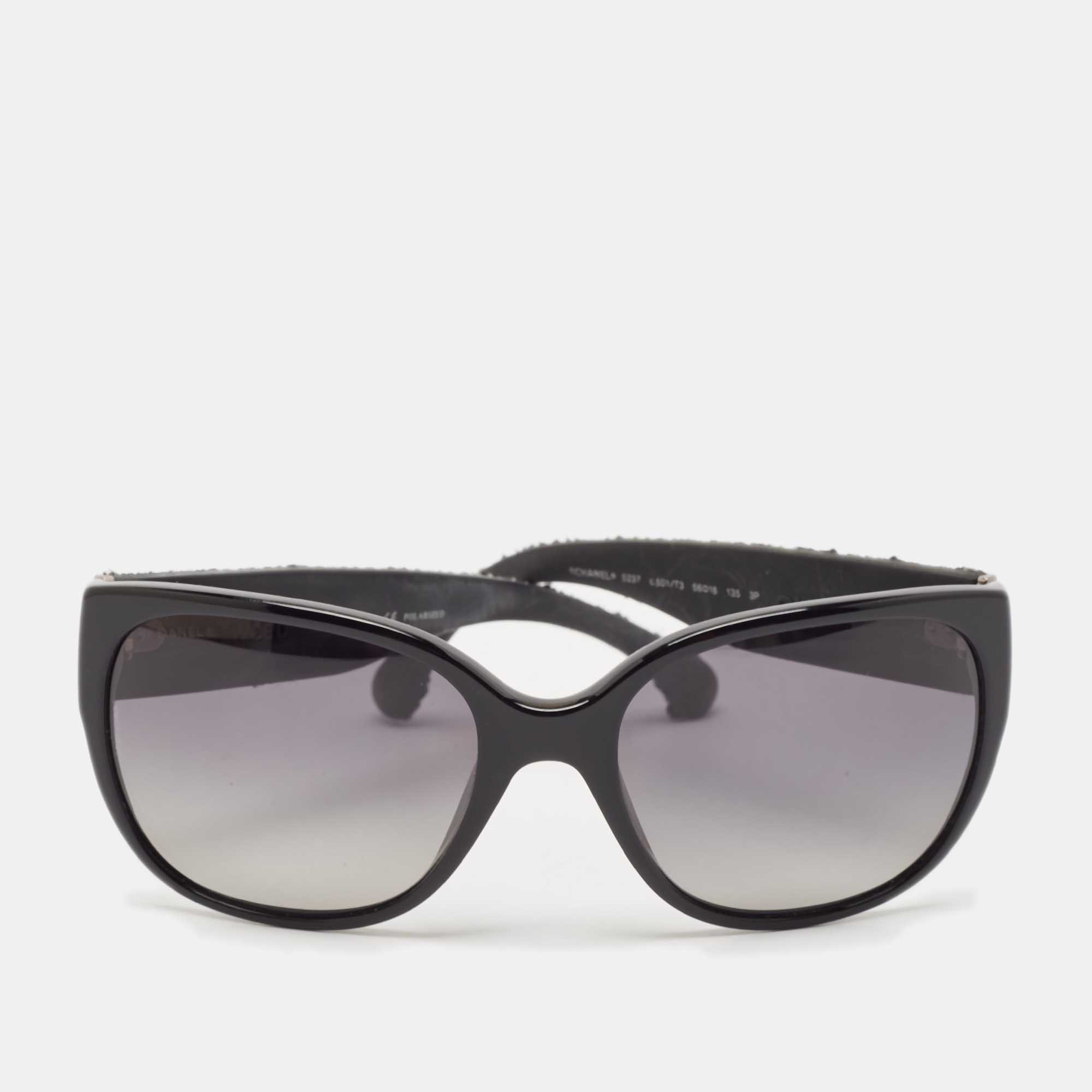 

Chanel Black Silver Tone 5237 Cat Eye Sunglasses