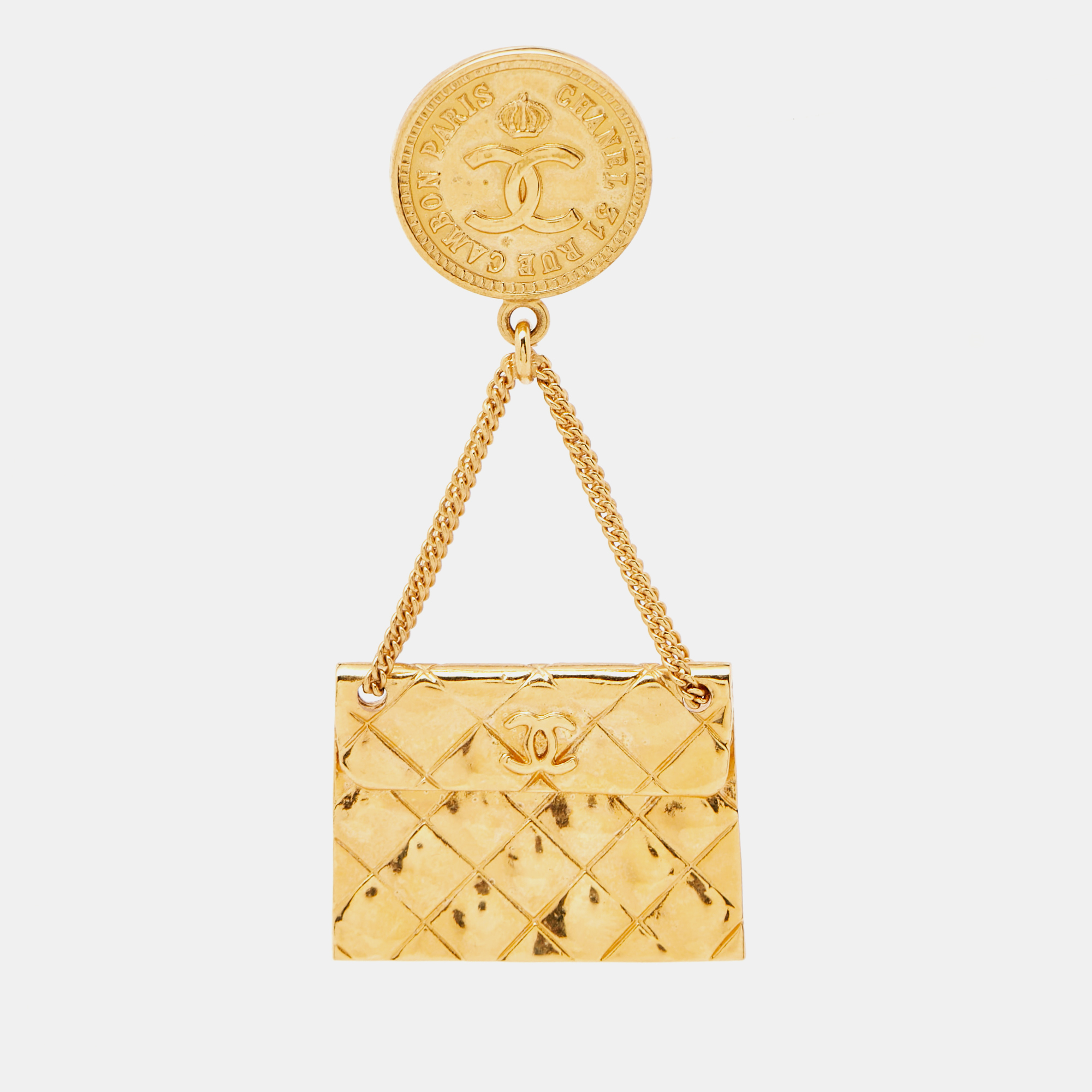 

Chanel Rue Cambon Bag Charm Gold Tone Brooch