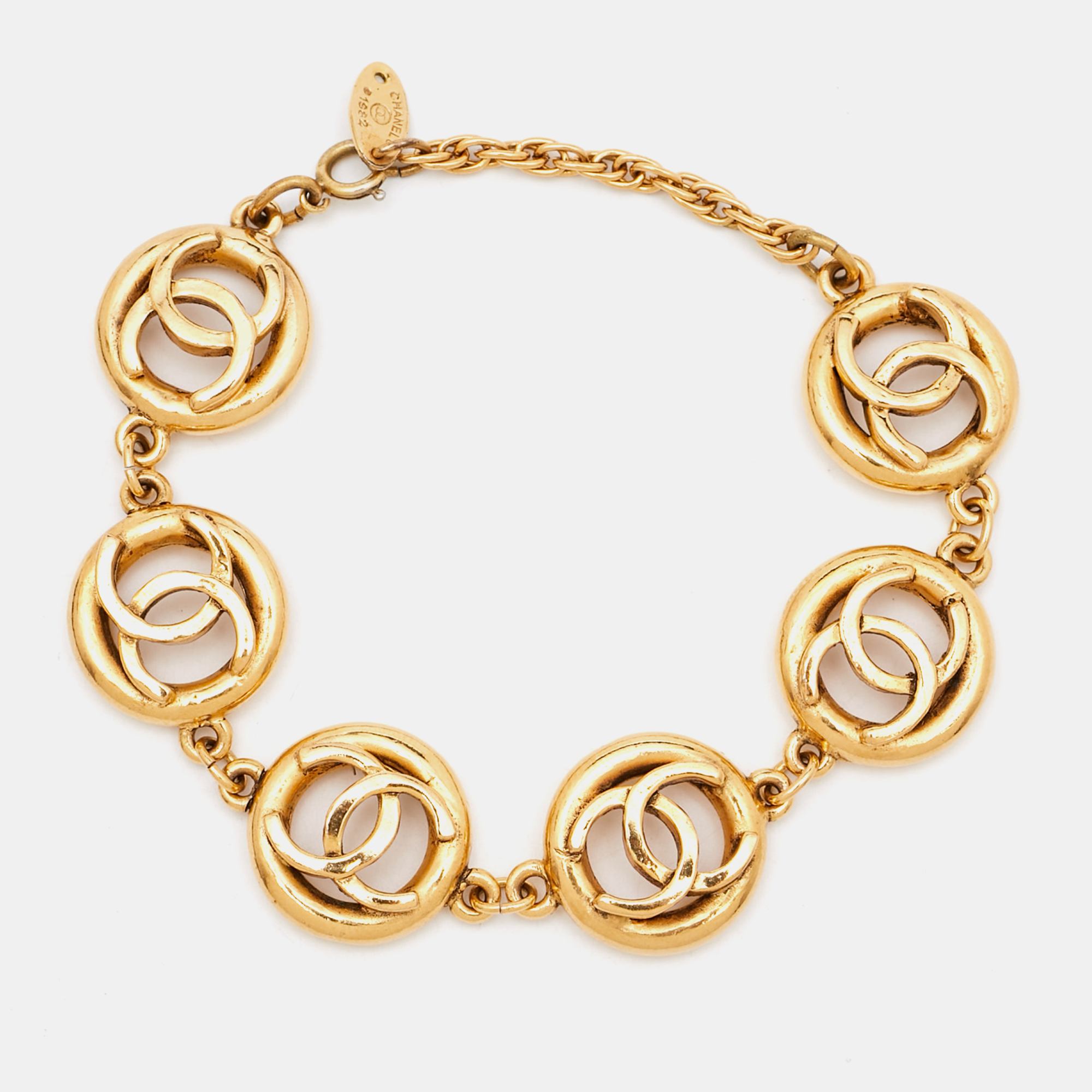 

Chanel CC Gold Tone Station Bracelet