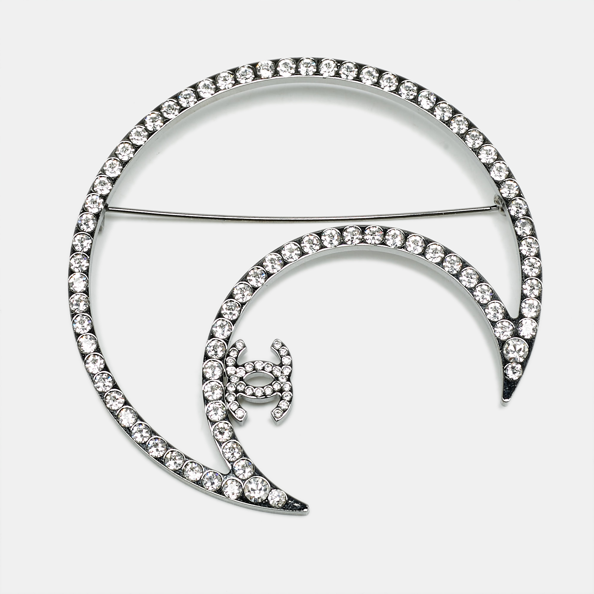 

Chanel CC Moon Crystals Silver Tone Brooch