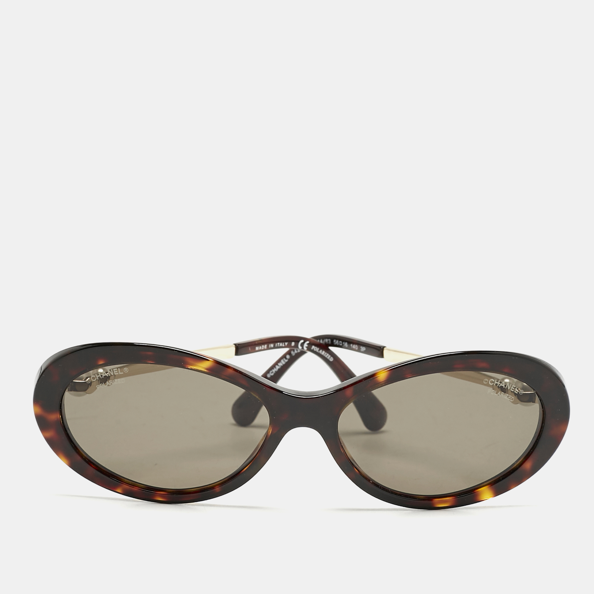 

Chanel Tortoise Brown Polarized 5428-H Pearl Oval Sunglasses