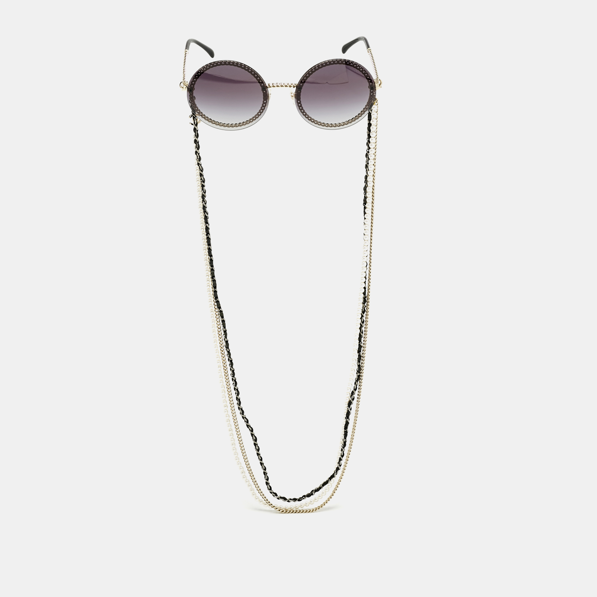 

Chanel Gold Tone/Black Gradient 4245 Chain Round Sunglasses