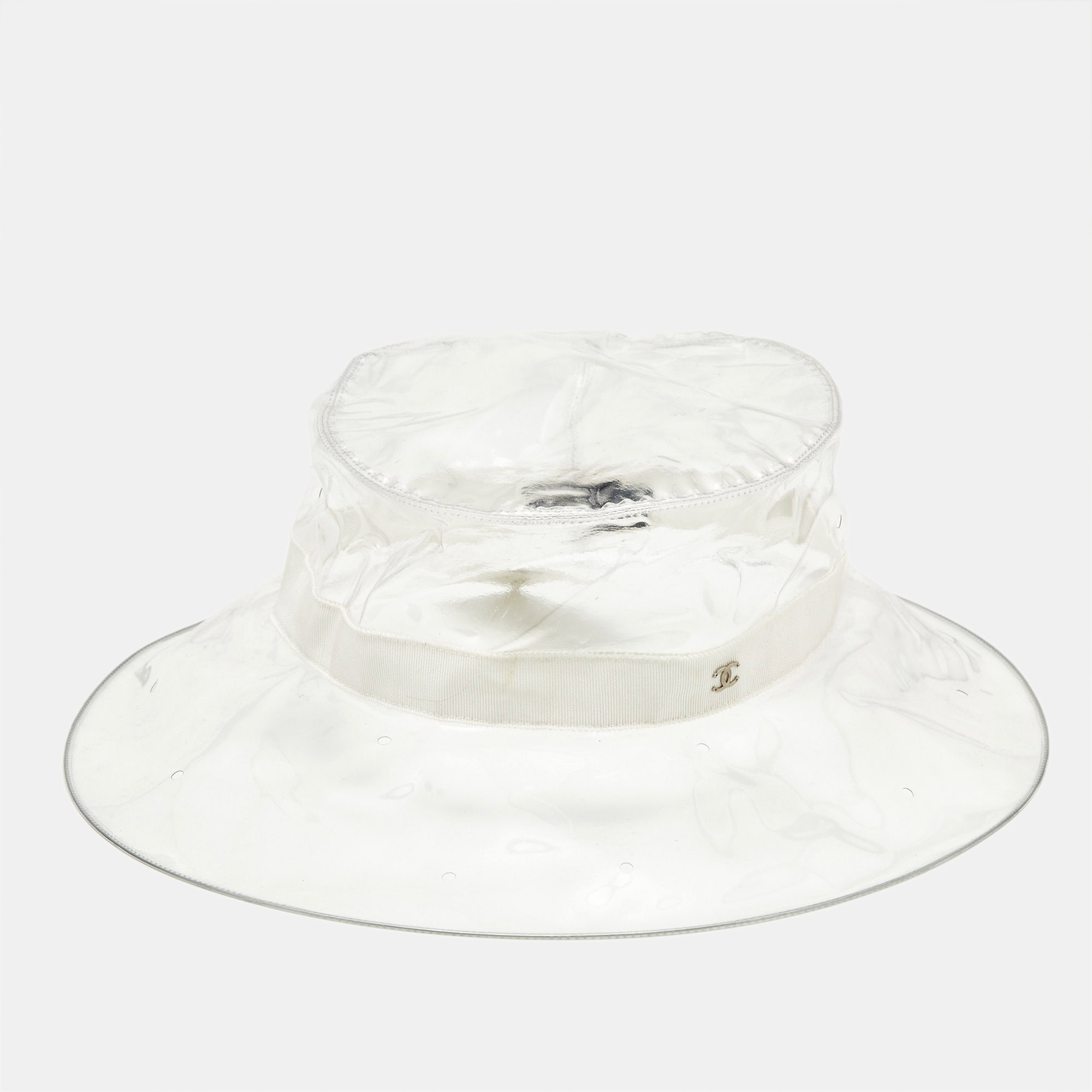 

Chanel Transparent Rain Boater Hat L