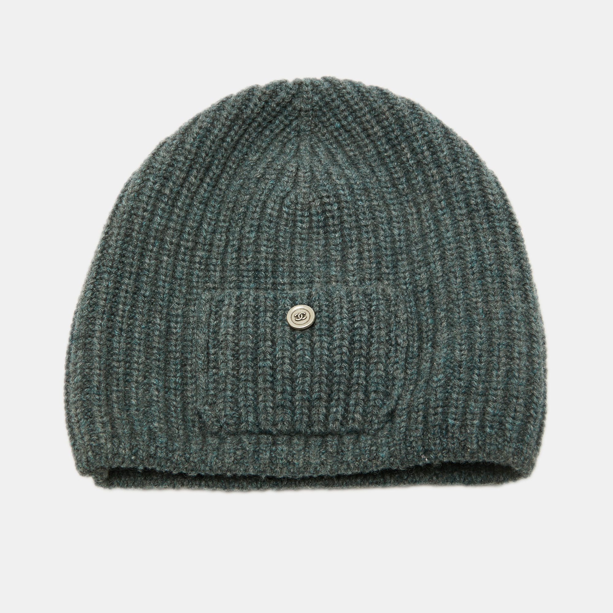 

Chanel Grey Rib Knit Pocket Detail Beanie