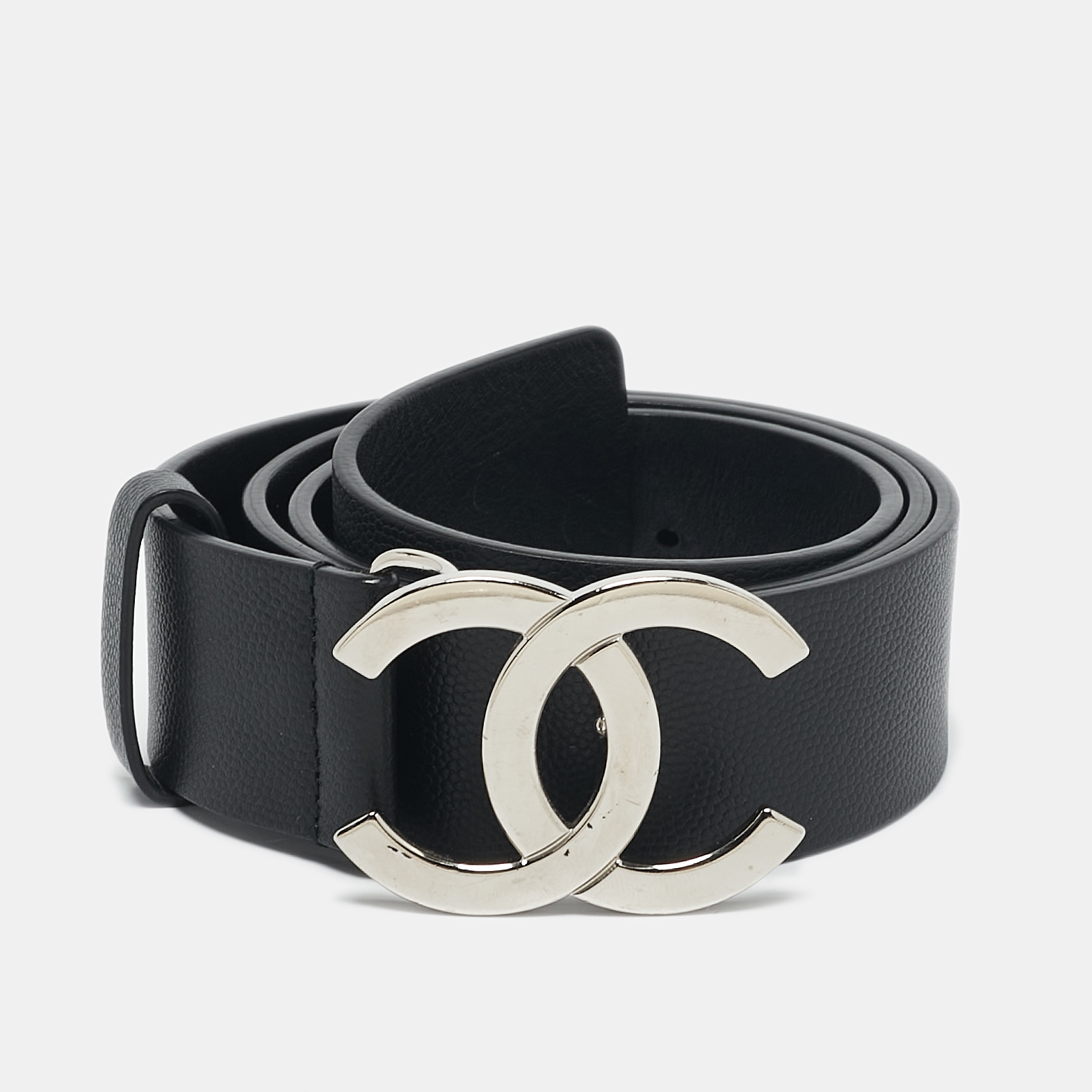 

Chanel Black Leather CC Buckle Belt 75CM
