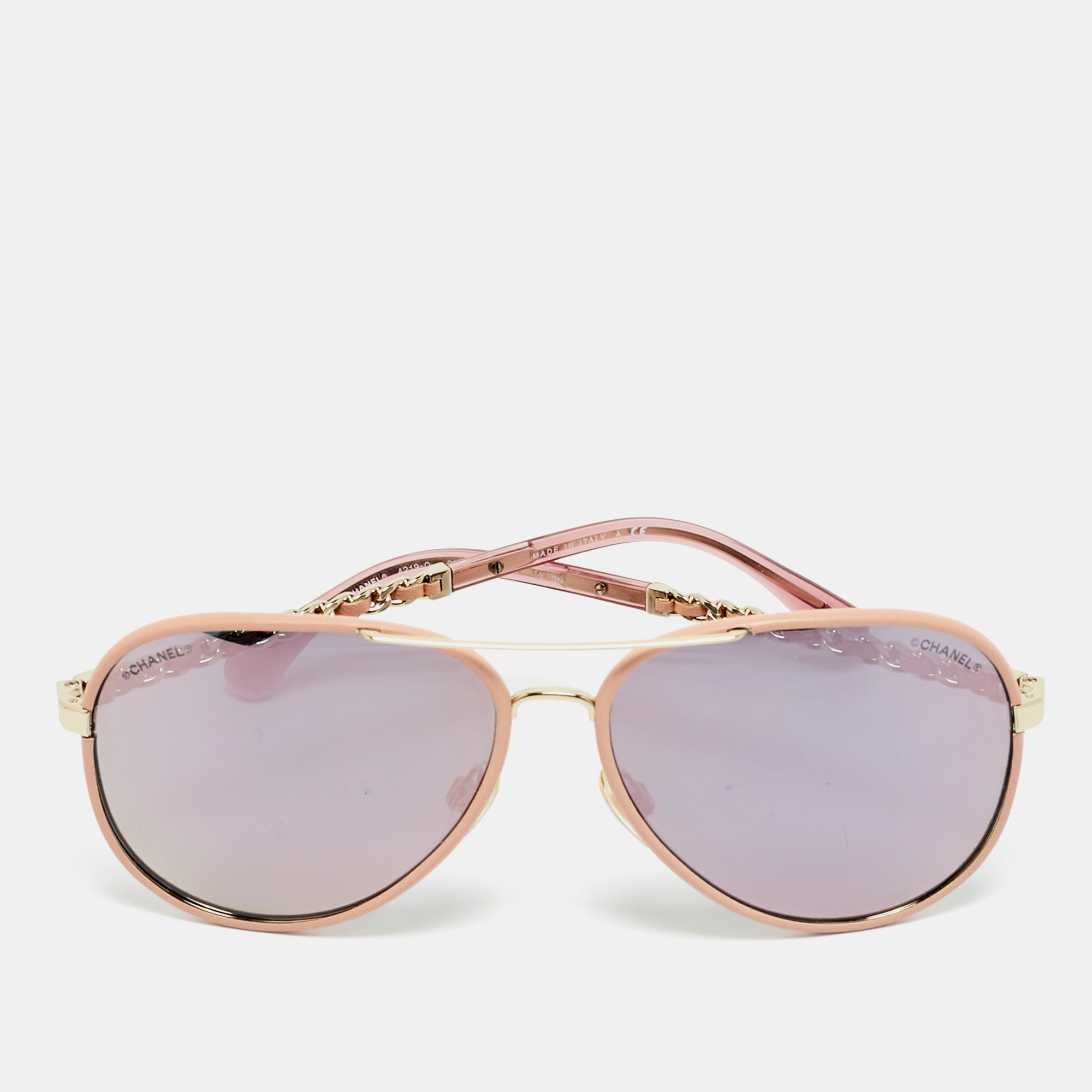 

Chanel Pink Mirrored 4219-Q Winter Aviators Sunglasses