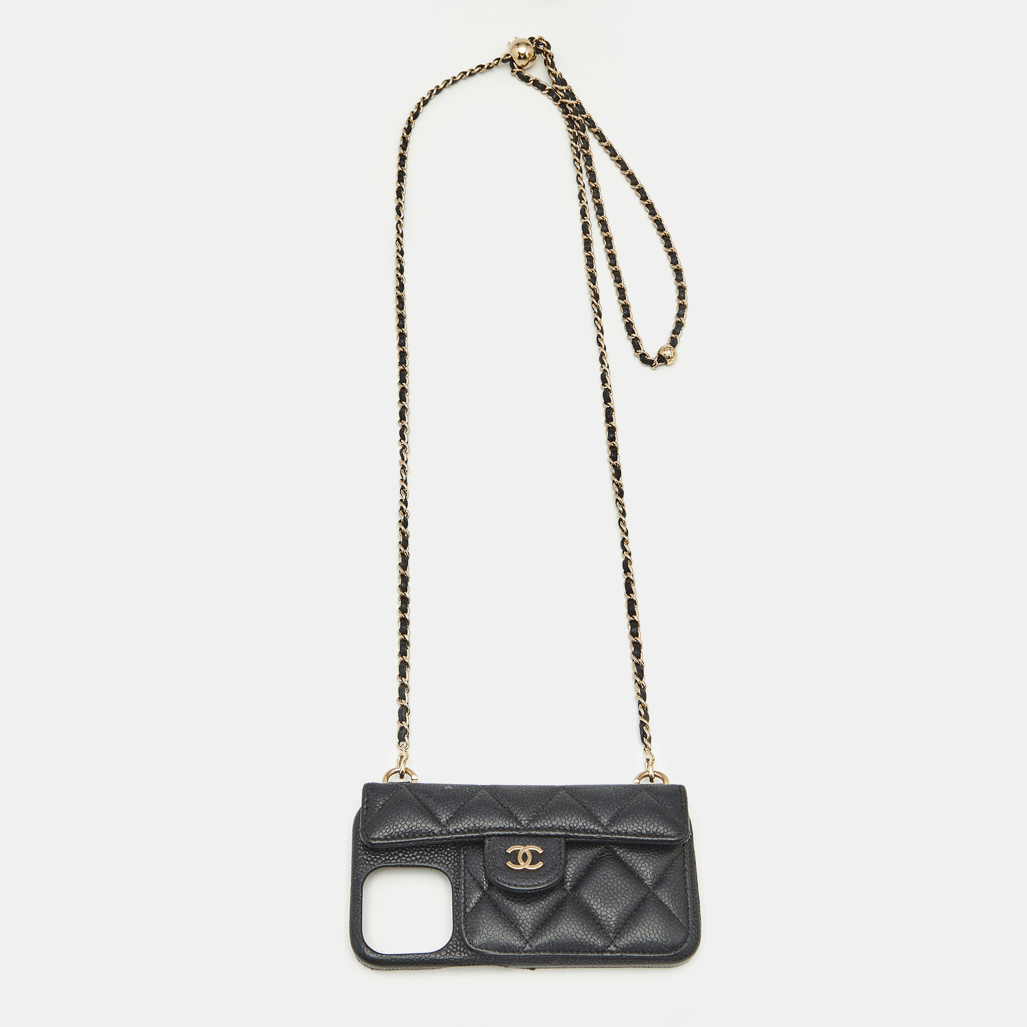 

Chanel Black Caviar Quilted Leather iPhone 13 Classic Chain Case