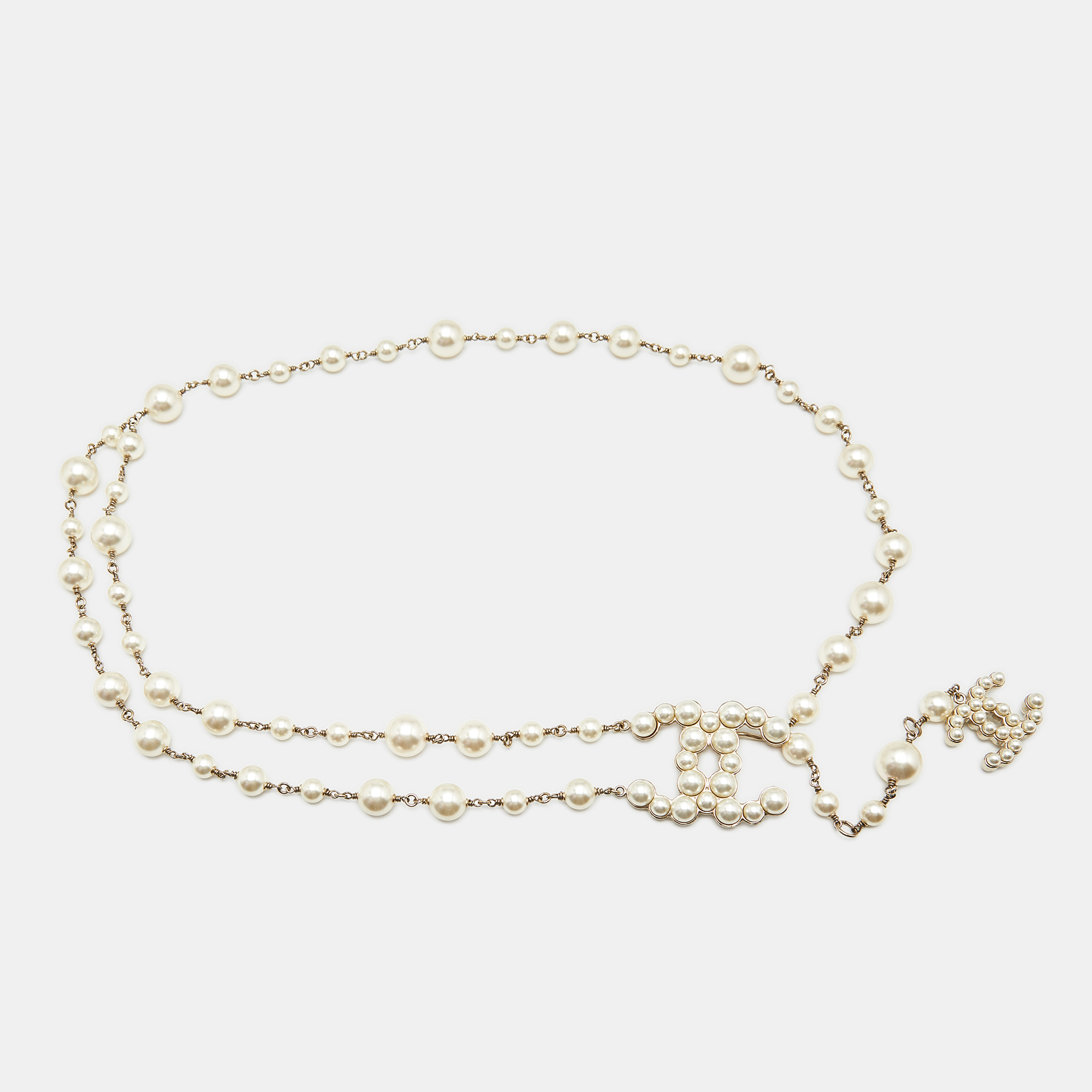 

Chanel CC Faux Pearl Gold Tone Belt