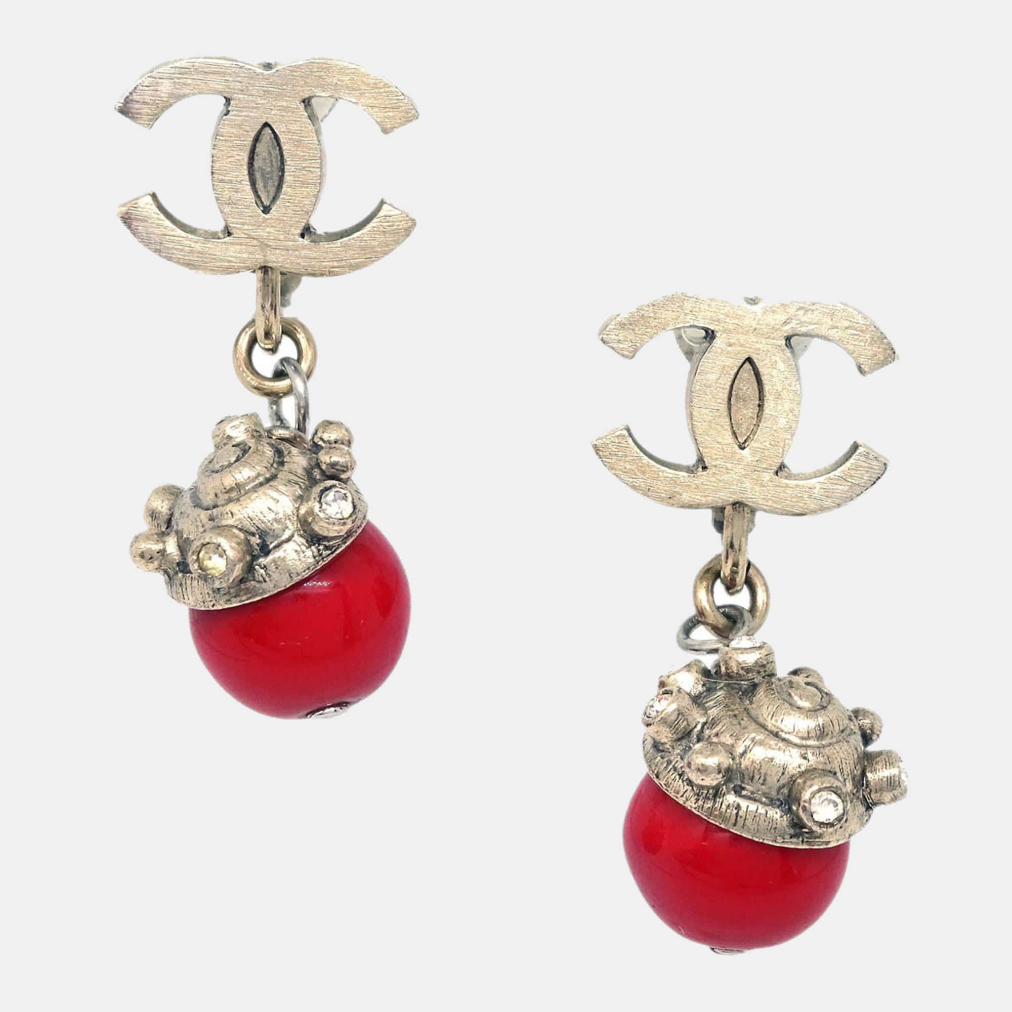 

Chanel Gold Plated Rhinestone Dangle Earrings