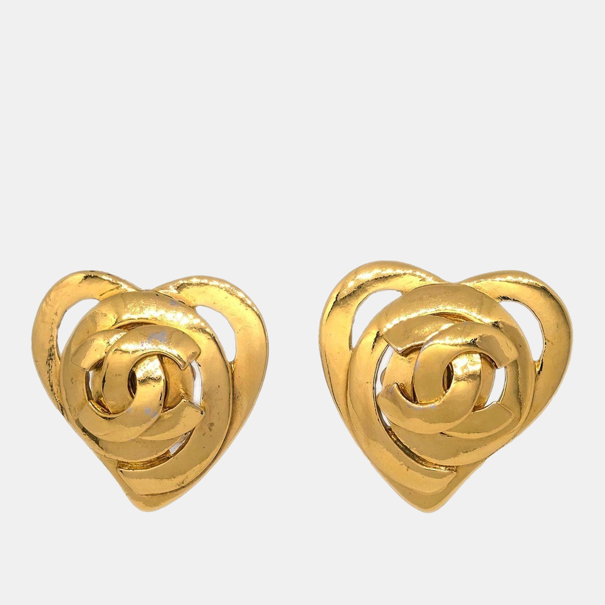 

Chanel Gold Heart Earrings Clip-On