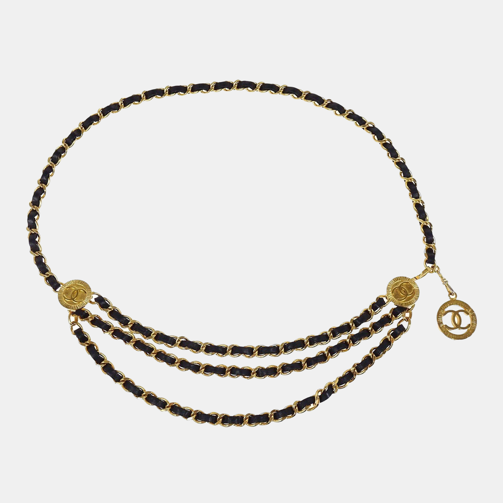 

Chanel Medallion Gold Black Chain Belt