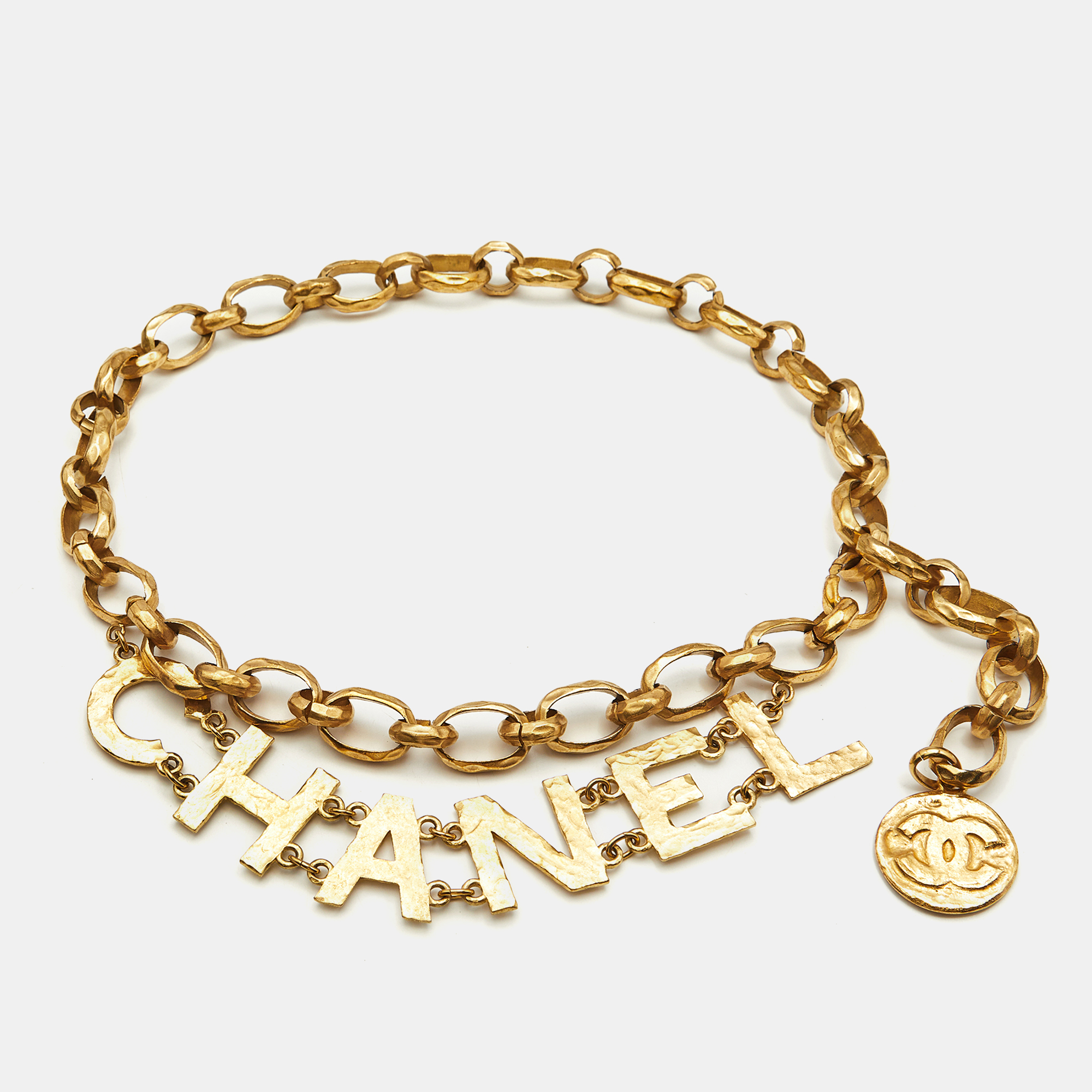 Pre-owned Chanel Gold Tone Chain Link Belt