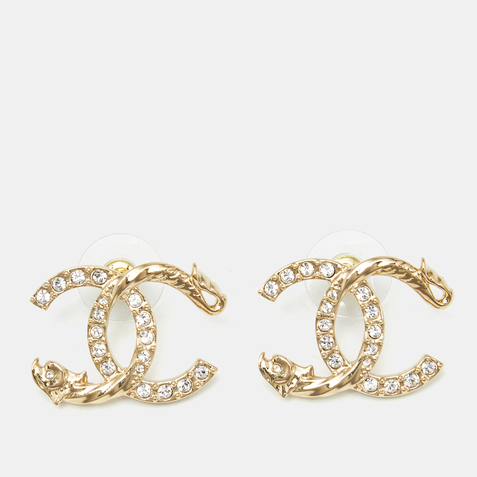 

Chanel CC Crystals Gold Tone Earrings