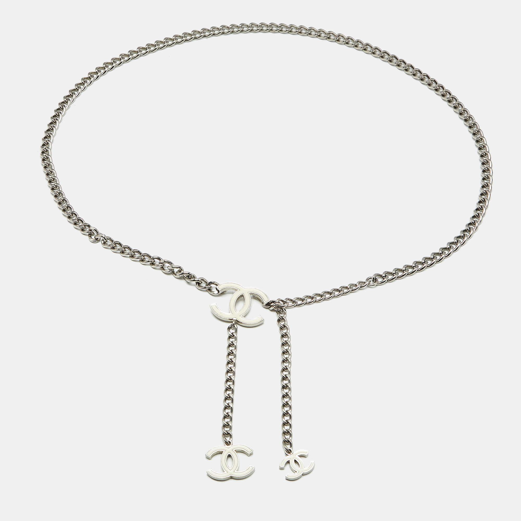 

Chanel CC Enamel Silver Tone Belt