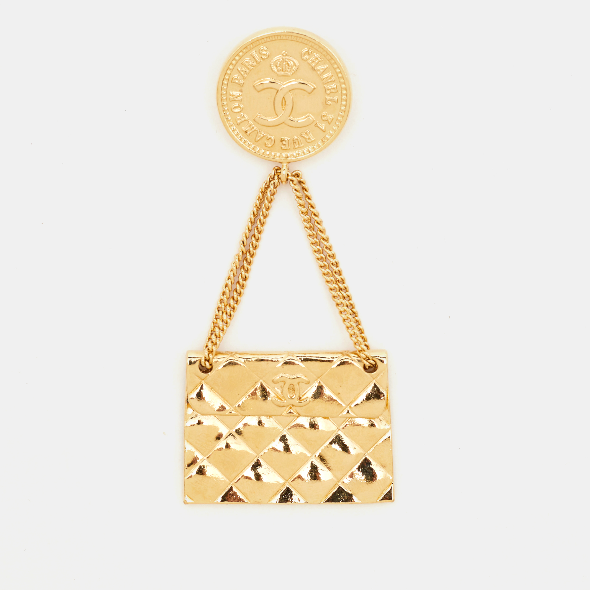 

Chanel Hanging Flap Bag Motif Gold Tone Pin Brooch