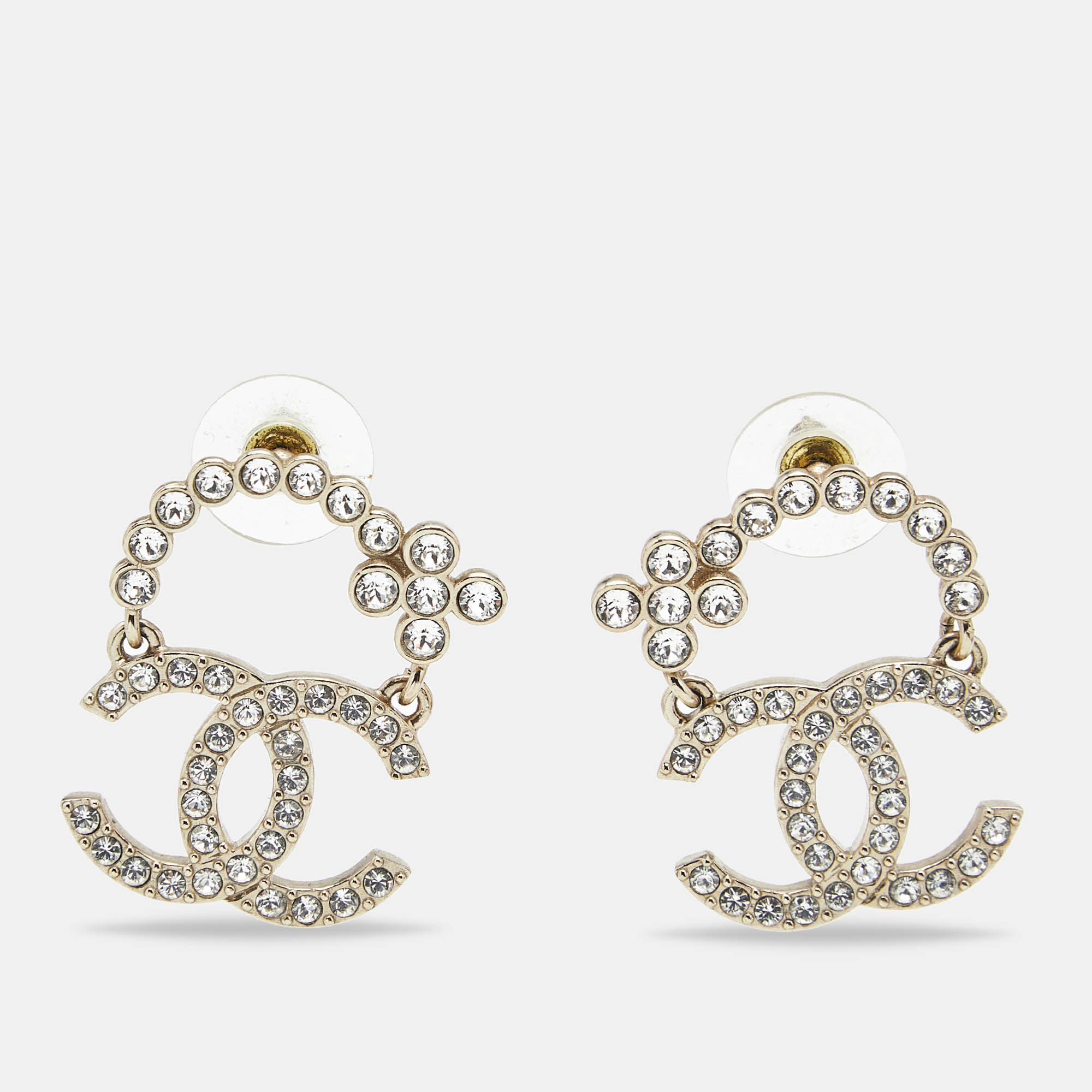 

Chanel CC Crystals Gold Tone Earrings