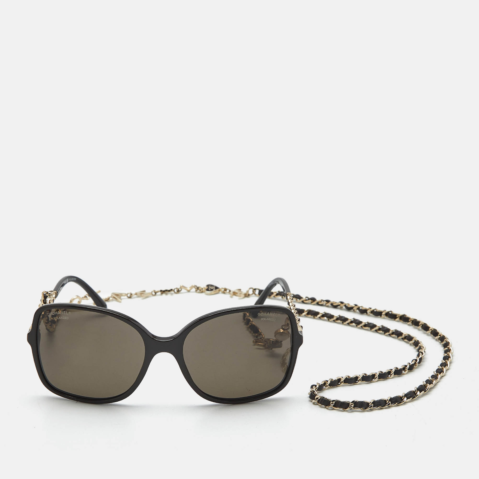 

Chanel Dark Grey 5210Q Removable Chain Oversized Sunglasses