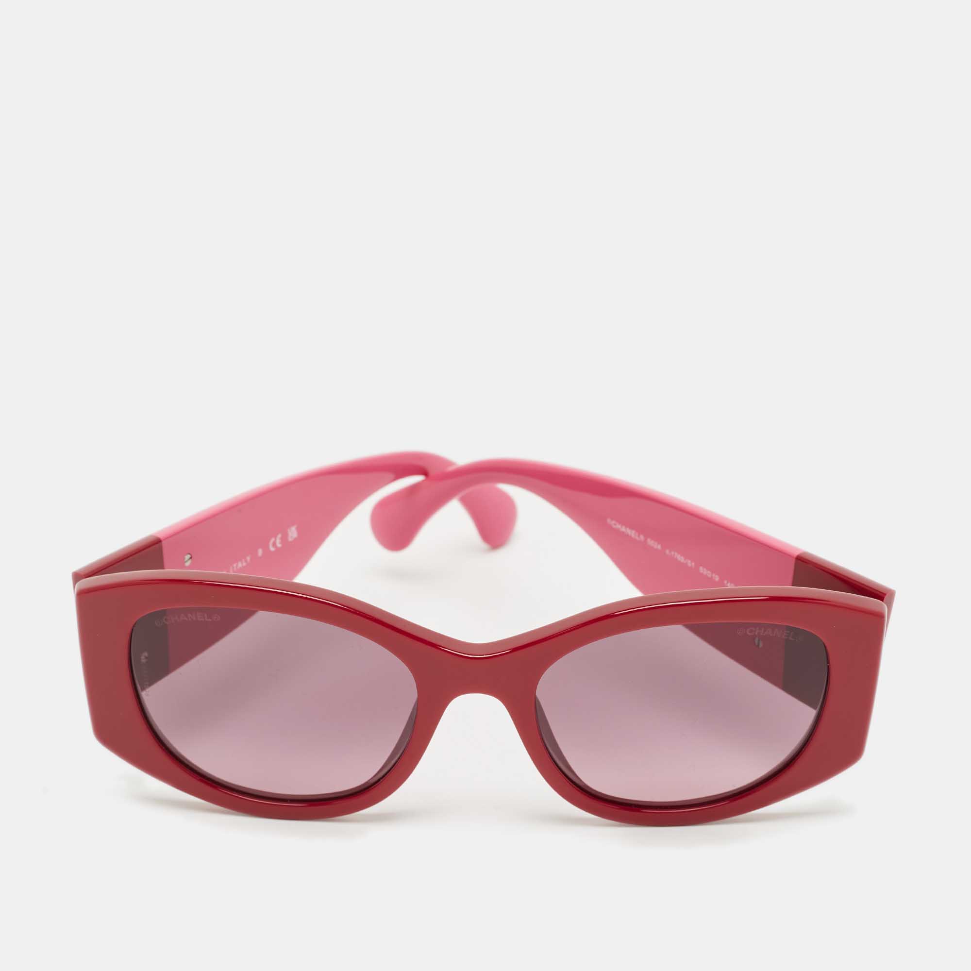 

Chanel Red/Pink Gradient 5524 CC Frame Oval Sunglasses