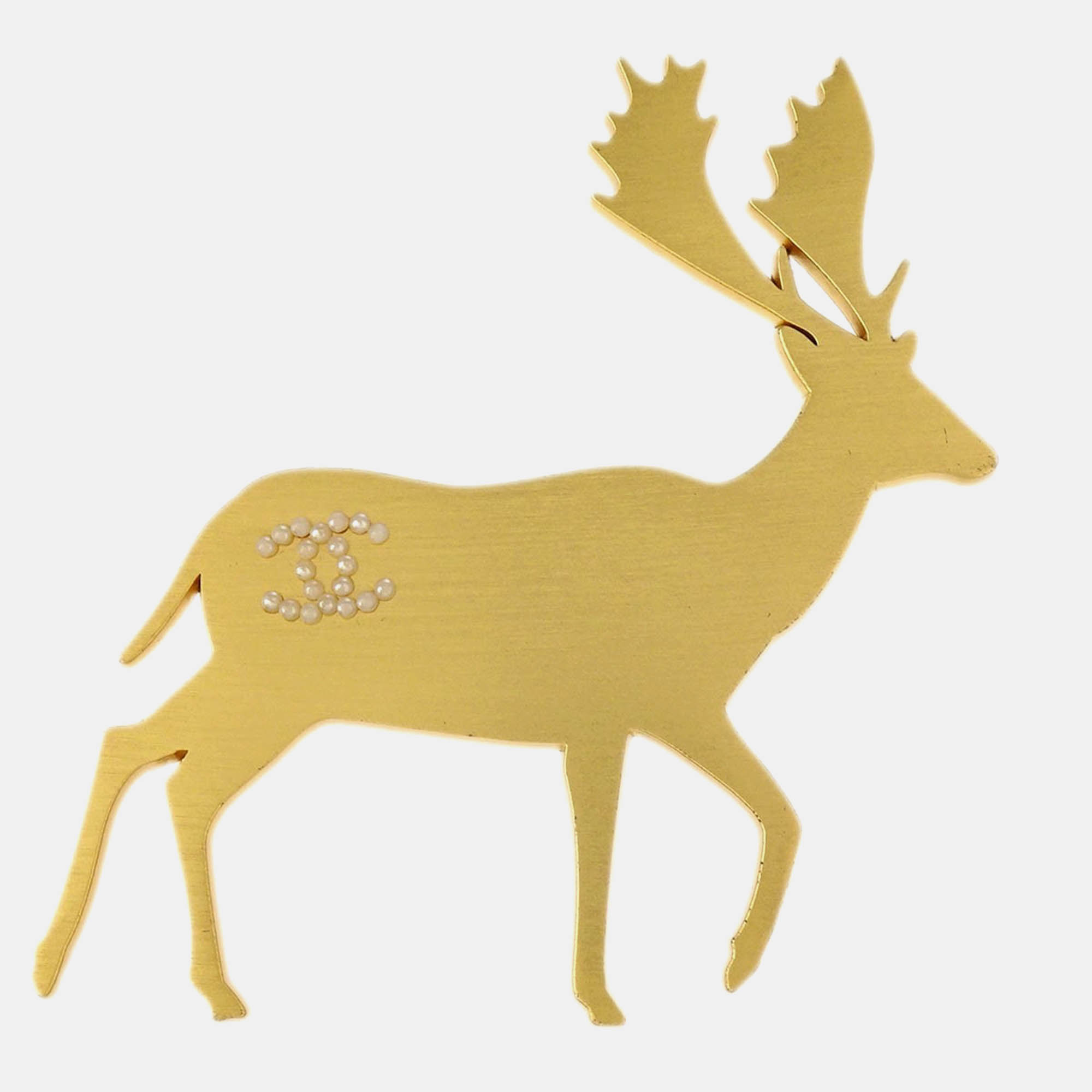 

Chanel Pin Deer Gold Artificial Pearl Brooch