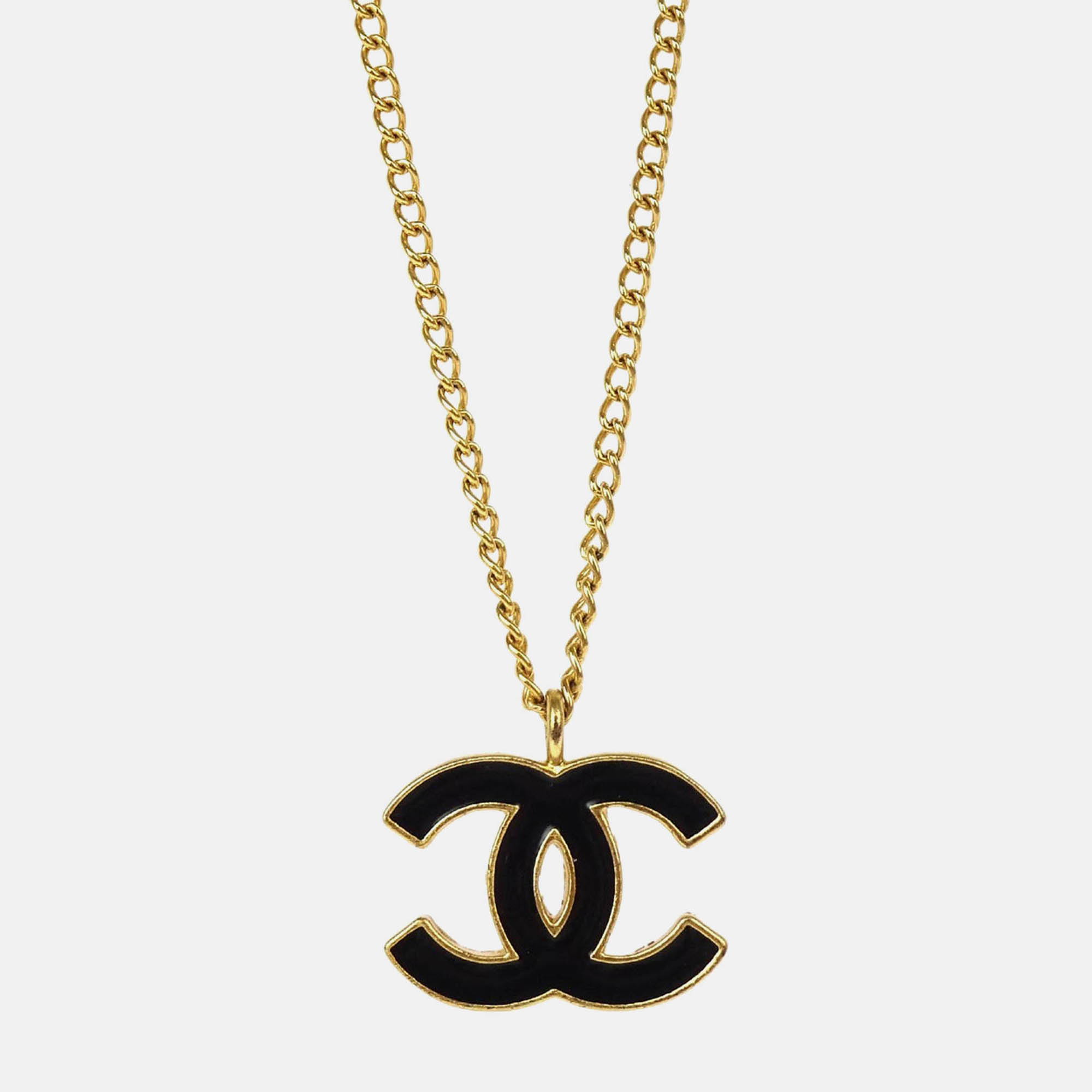

Chanel CC Chain Necklace Pendant Gold Black