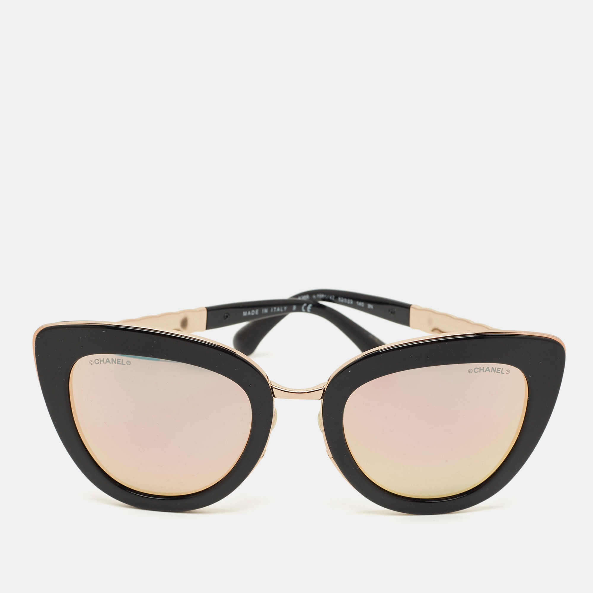 

Chanel Black Mirrored 5368 Quilted Cat Eye Sunglasses
