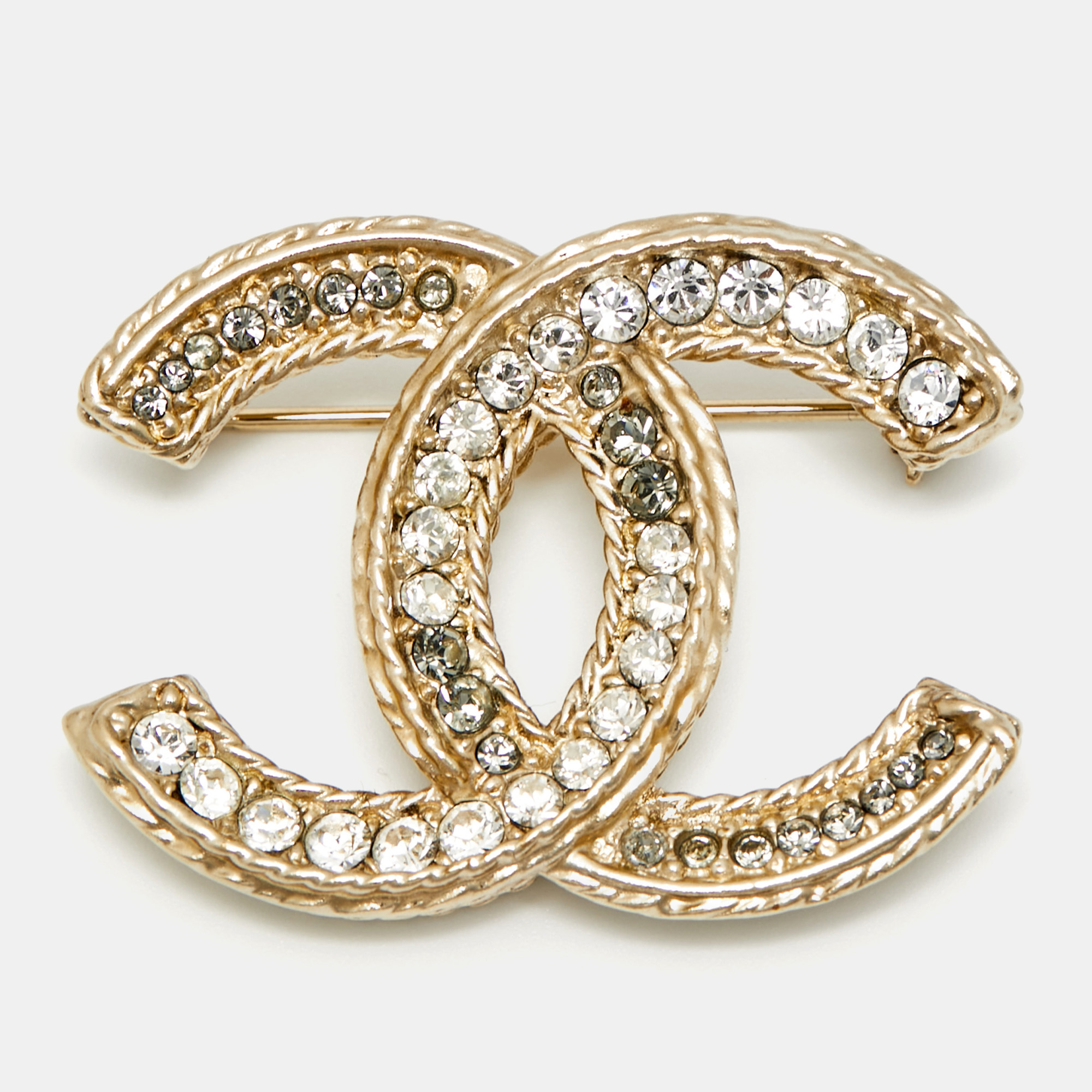 

Chanel CC Crystals Enamel Gold Tone Brooch