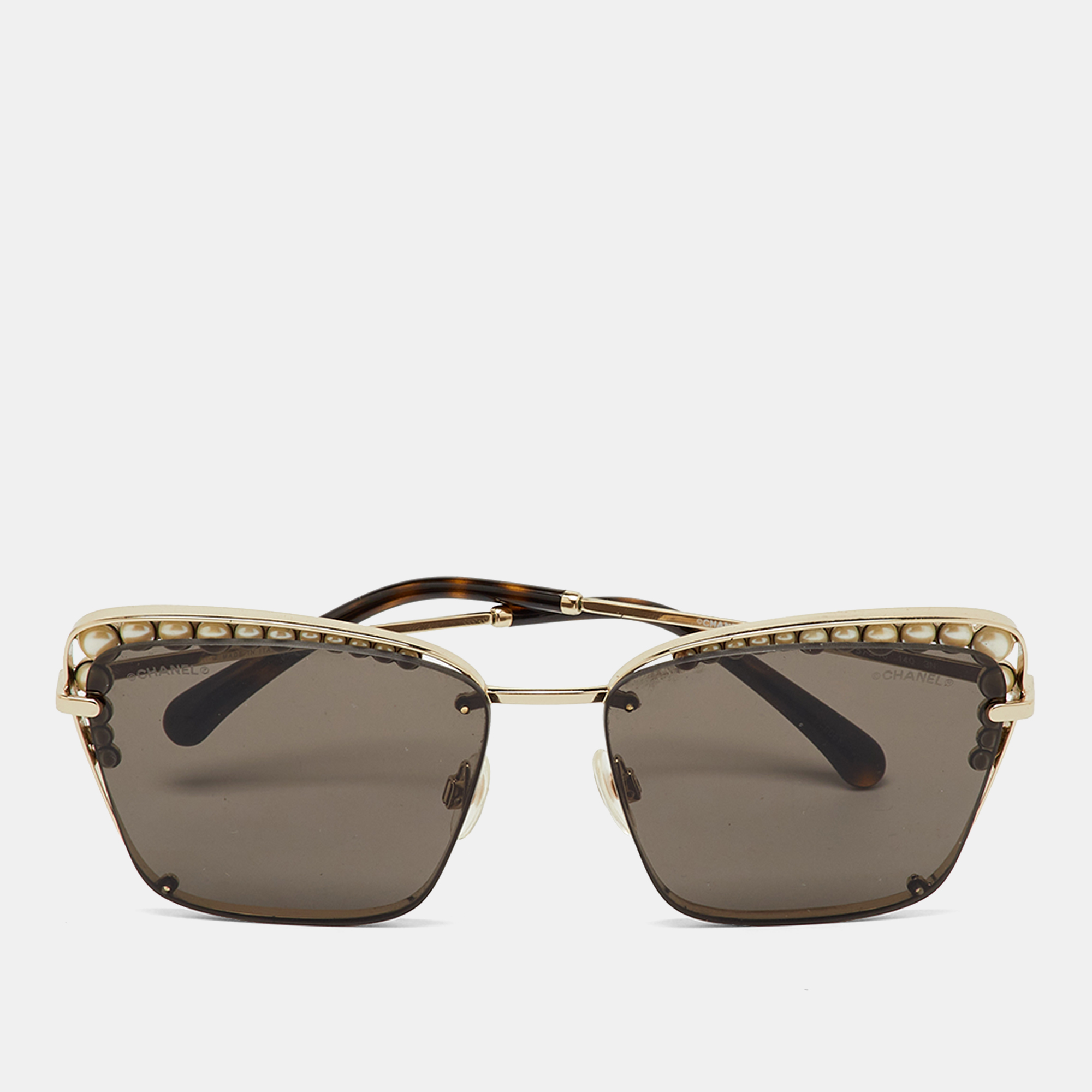 

Chanel Gold Tone/Grey 4235-H Pearl Square Sunglasses