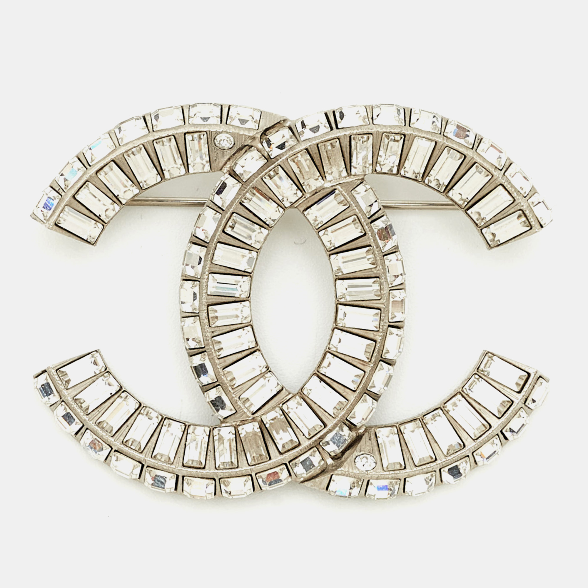 

Chanel CC Crystals Silver Tone Brooch