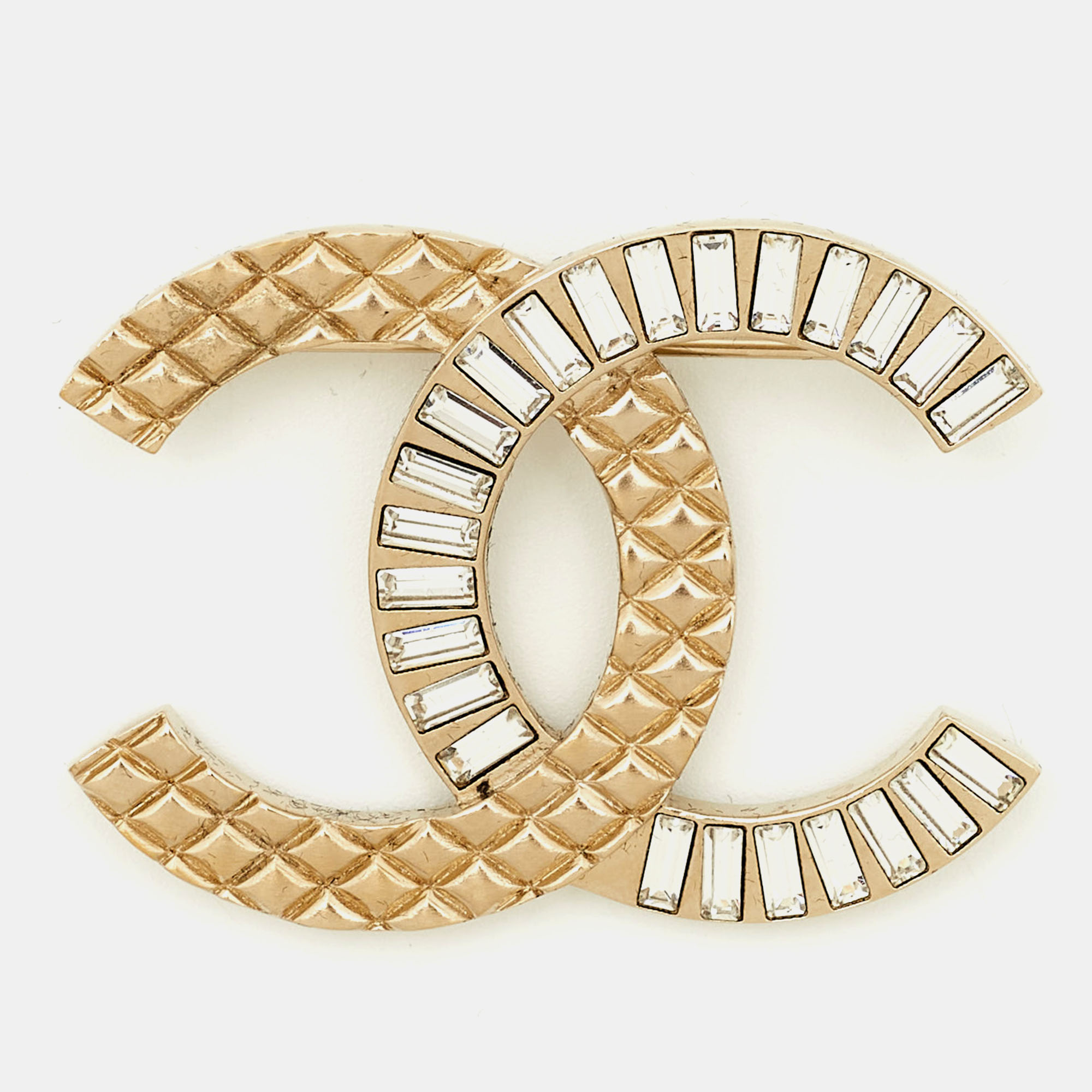 

Chanel CC Crystals Gold Tone Brooch