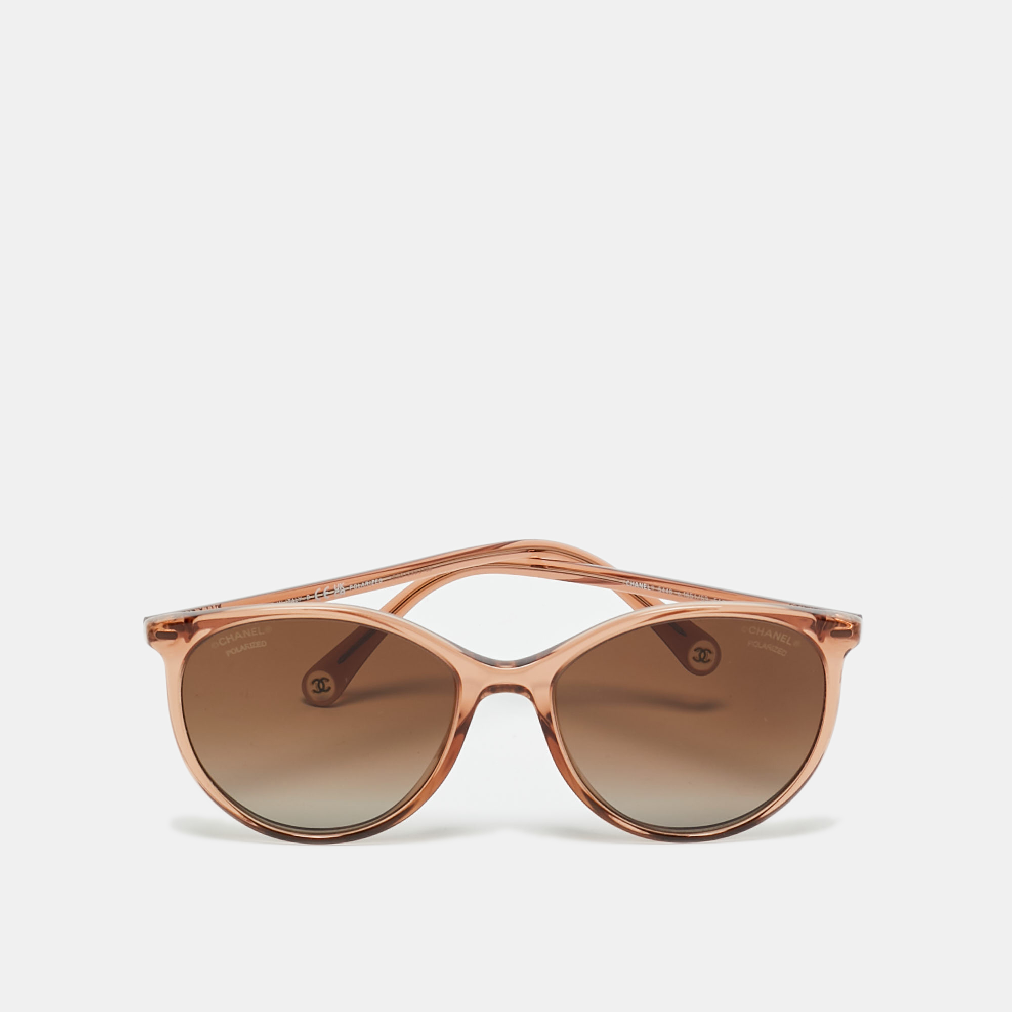 Pre-owned Chanel Bronze 5448 Cc Polarized Cat Eye Sunglasses In Brown