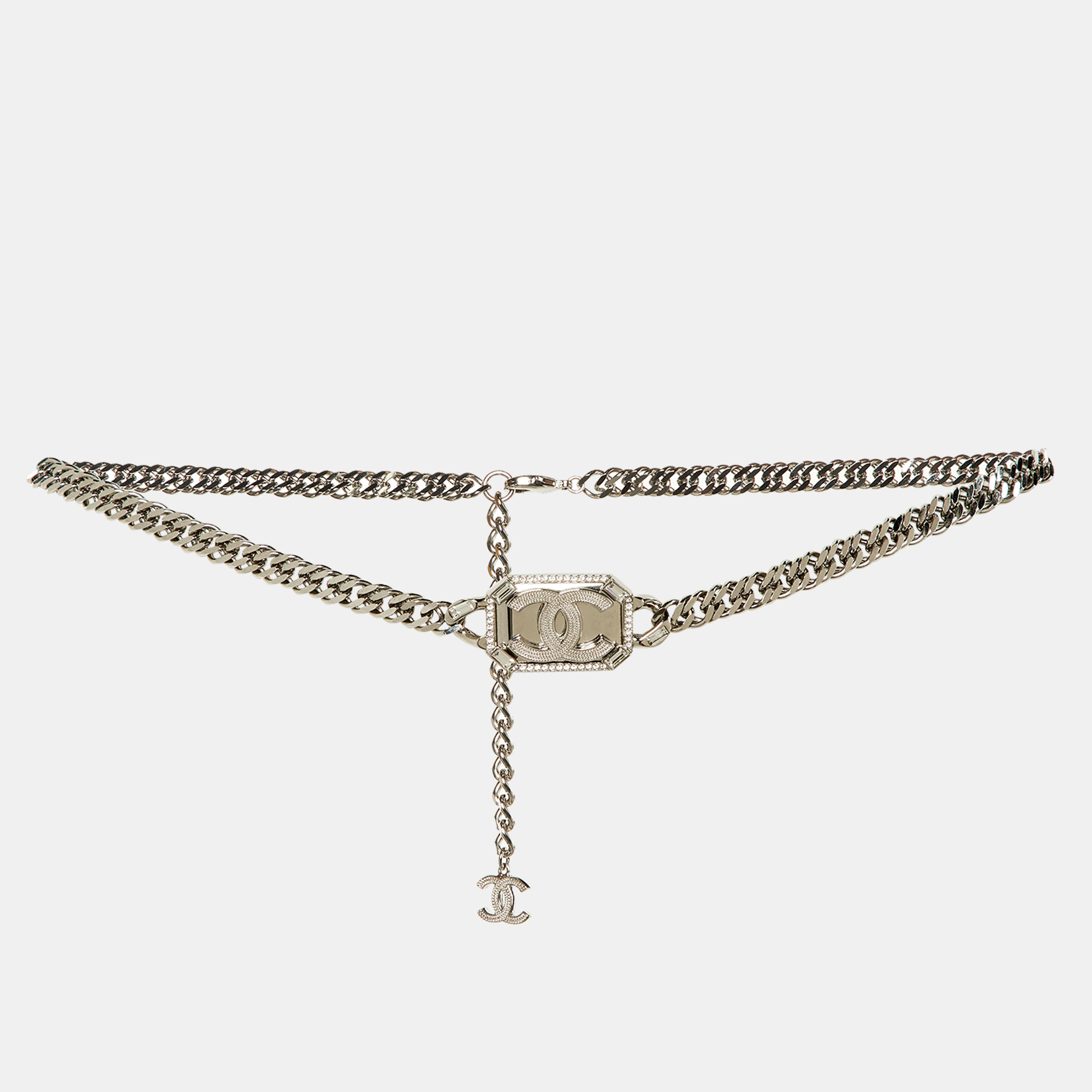 

Chanel CC Crystals Silver Tone Belt