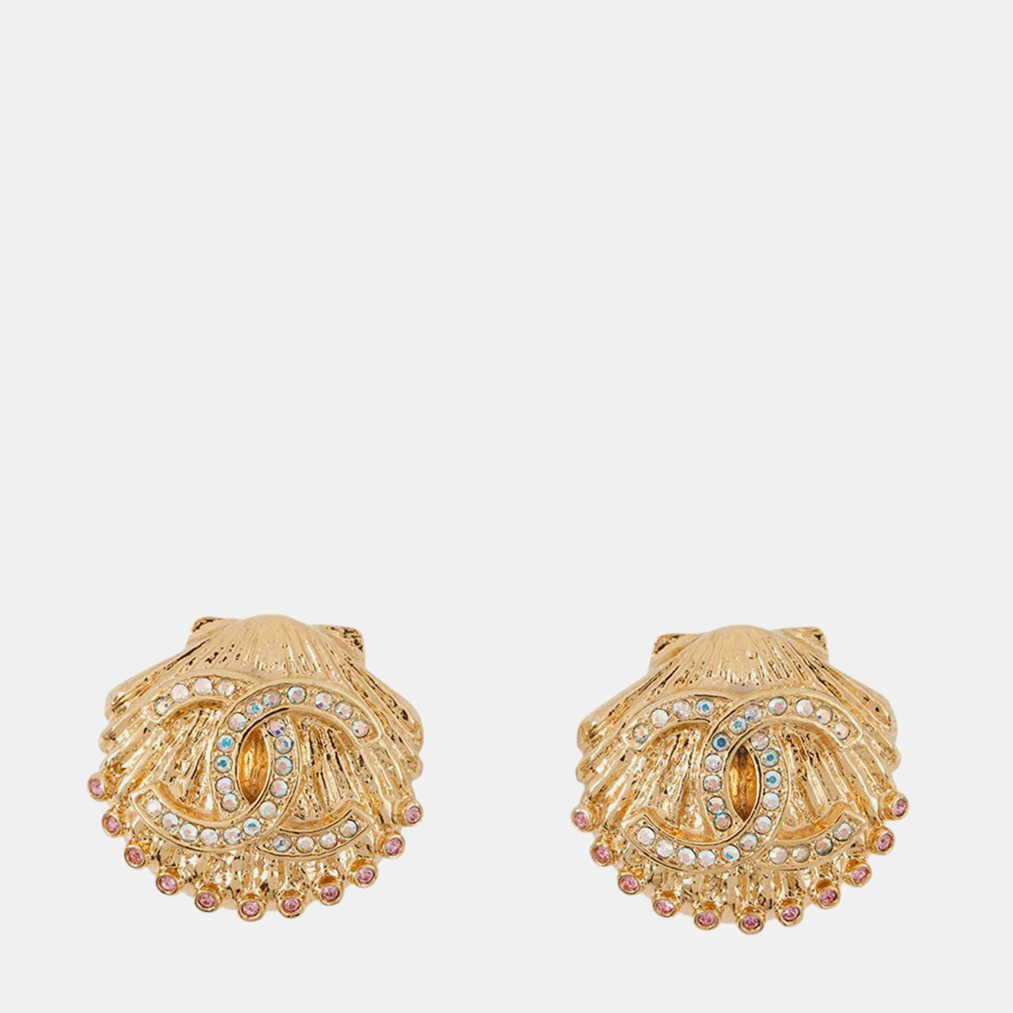 

Chanel Earring Gold Gold Plated Rhinestone