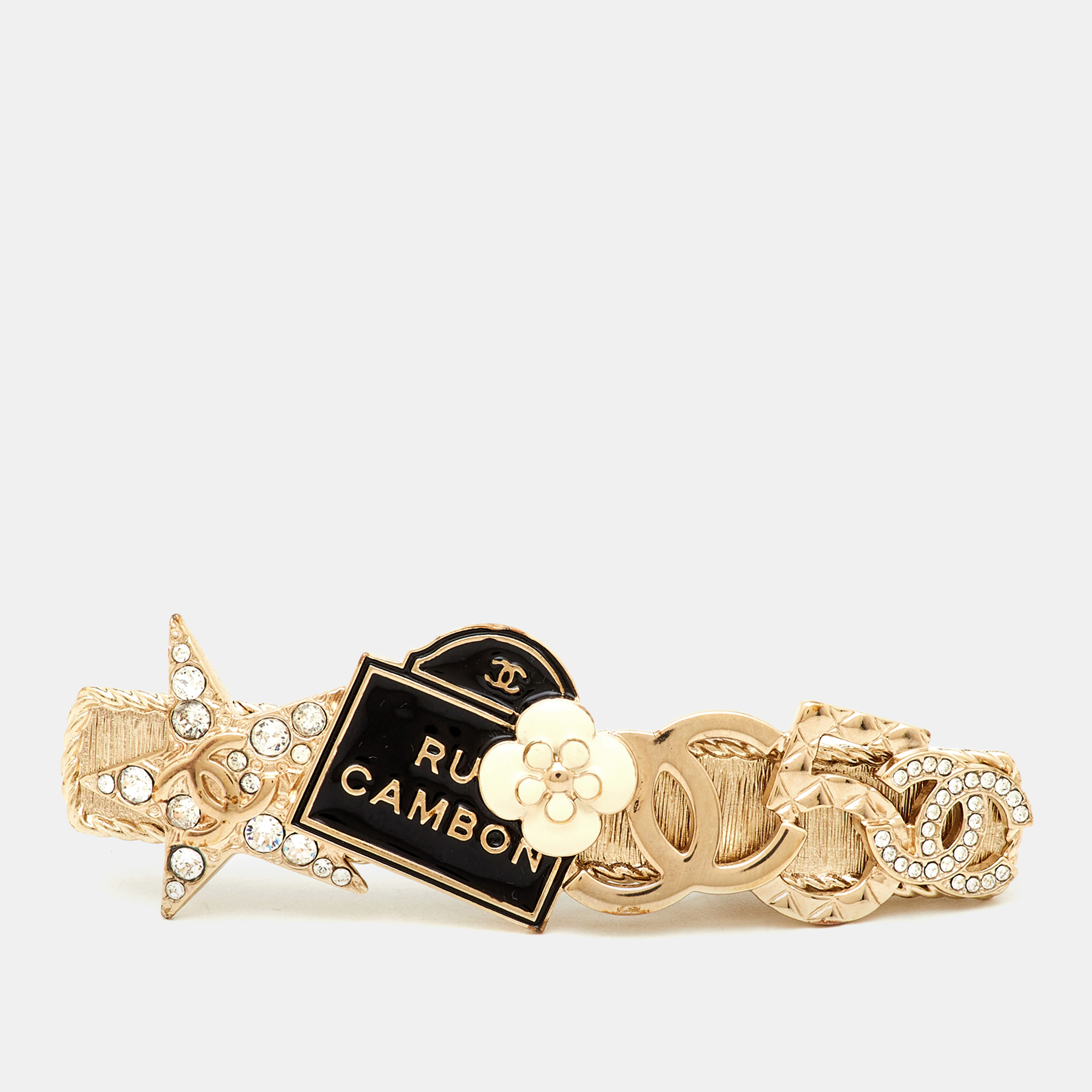 

Chanel CC Rue Cambon Crystal Enamel Gold Tone Hairclip