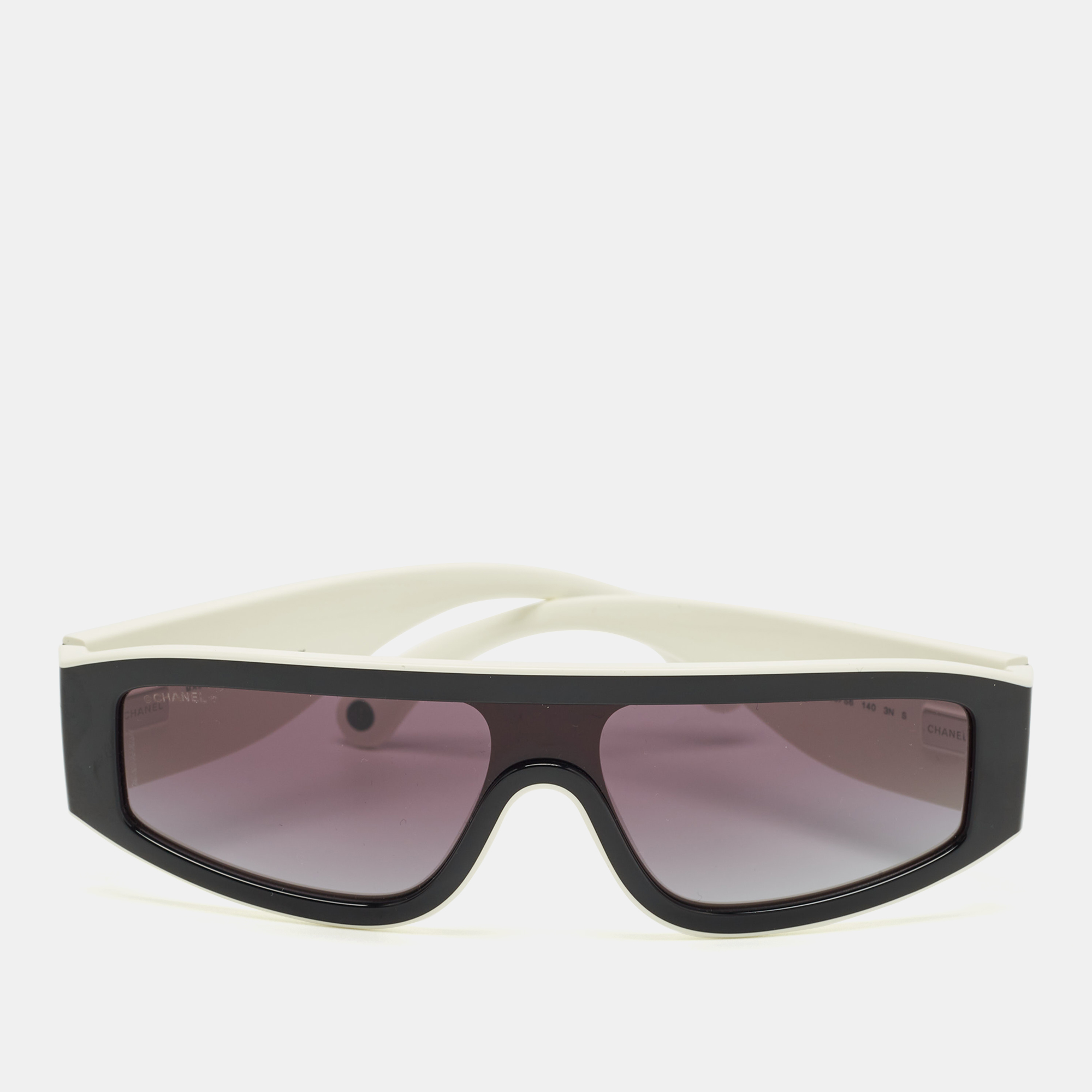 

Chanel Black/White Gradient CC 6057 Shield Sunglasses