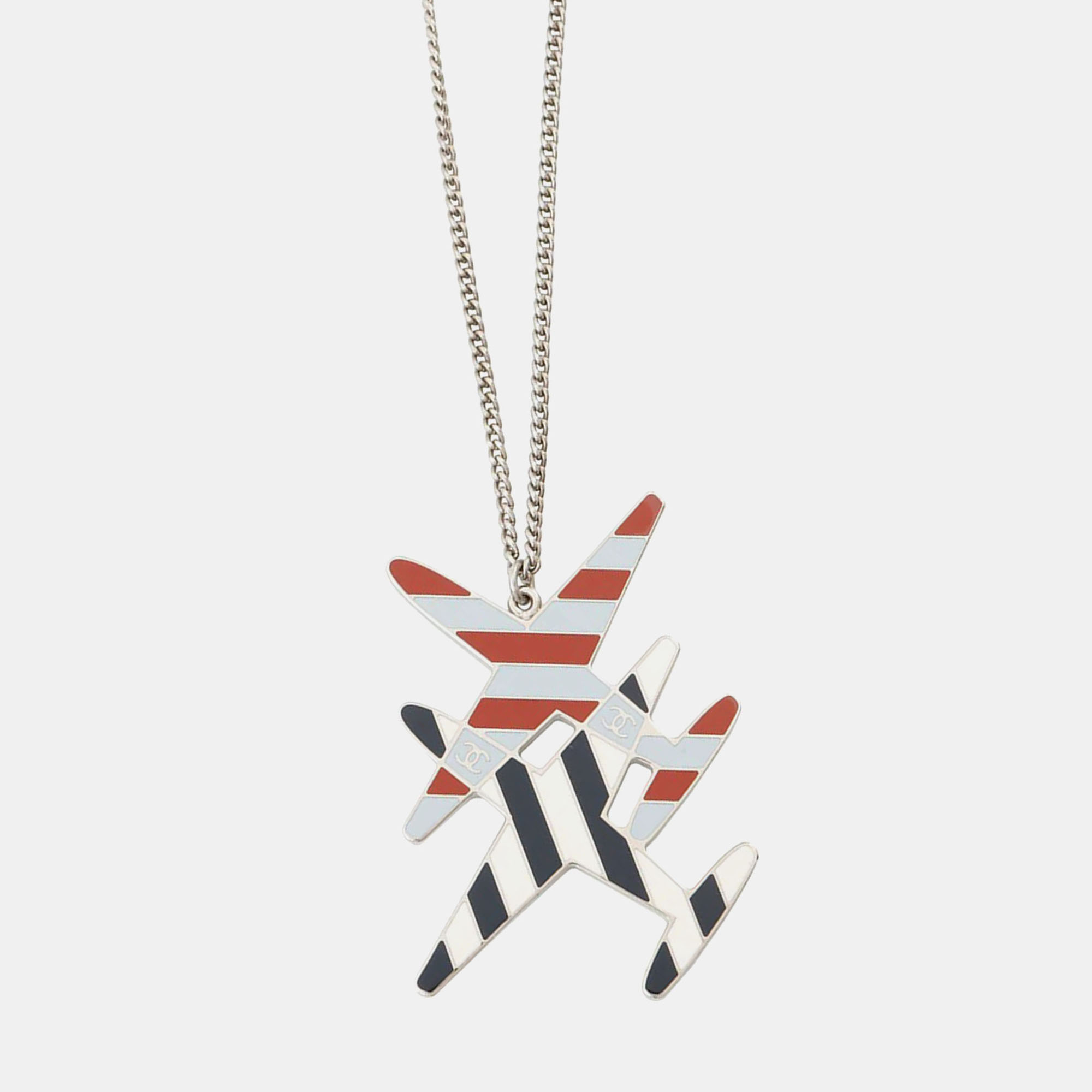 Pre-owned Chanel Airline Necklace Red/blue/white Metal